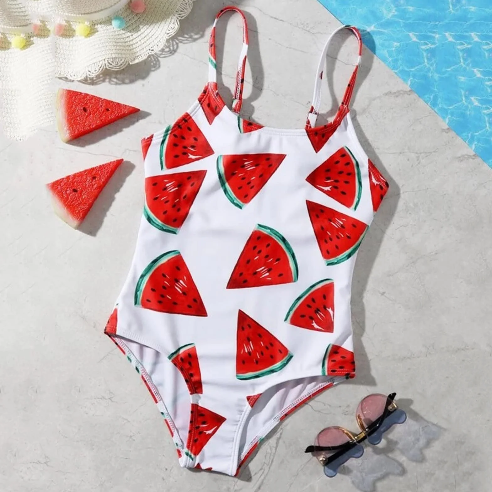 Traje de baño niña bikini estampado flores sandía playa