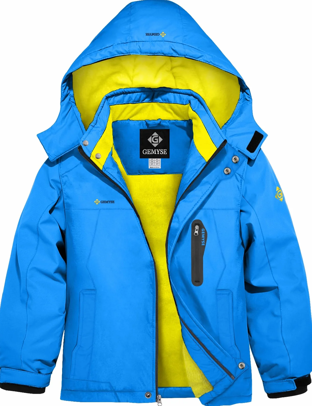 GEMYSE Chaqueta de Esquí Impermeable Niños Abrigo Invierno Antiviento Capucha