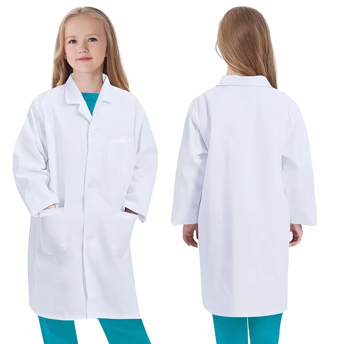Bata Laboratorio Algodón Blanca Manga Larga Niño Niña Disfraz Científico Médico Enfermera Doctor