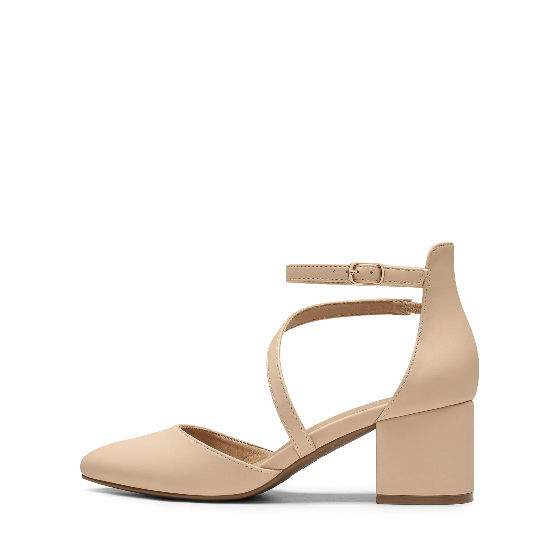 DREAM PAIRS Zapatos de Tacón Bajo Clásicos de Punta Afilada con Hebilla de Tobillo