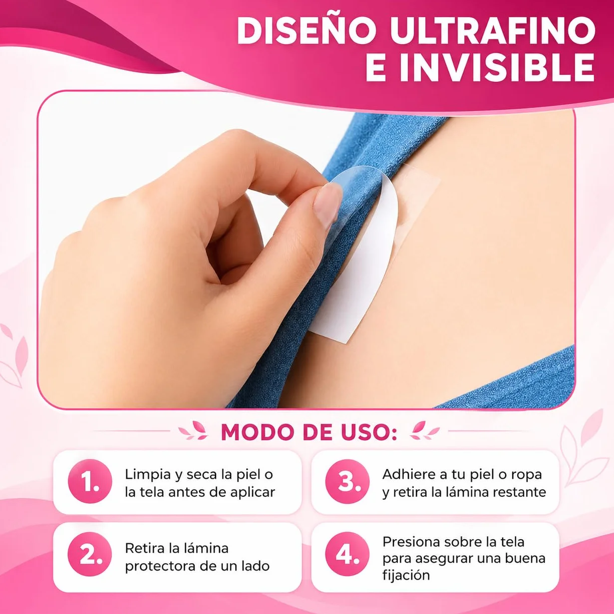 Cinta Doble Cara Invisible Adhesivo Natural Extrafuerte Resistente al Sudor Hipoalergénica para Ropa y Piel Sin Daños Sin Residuos