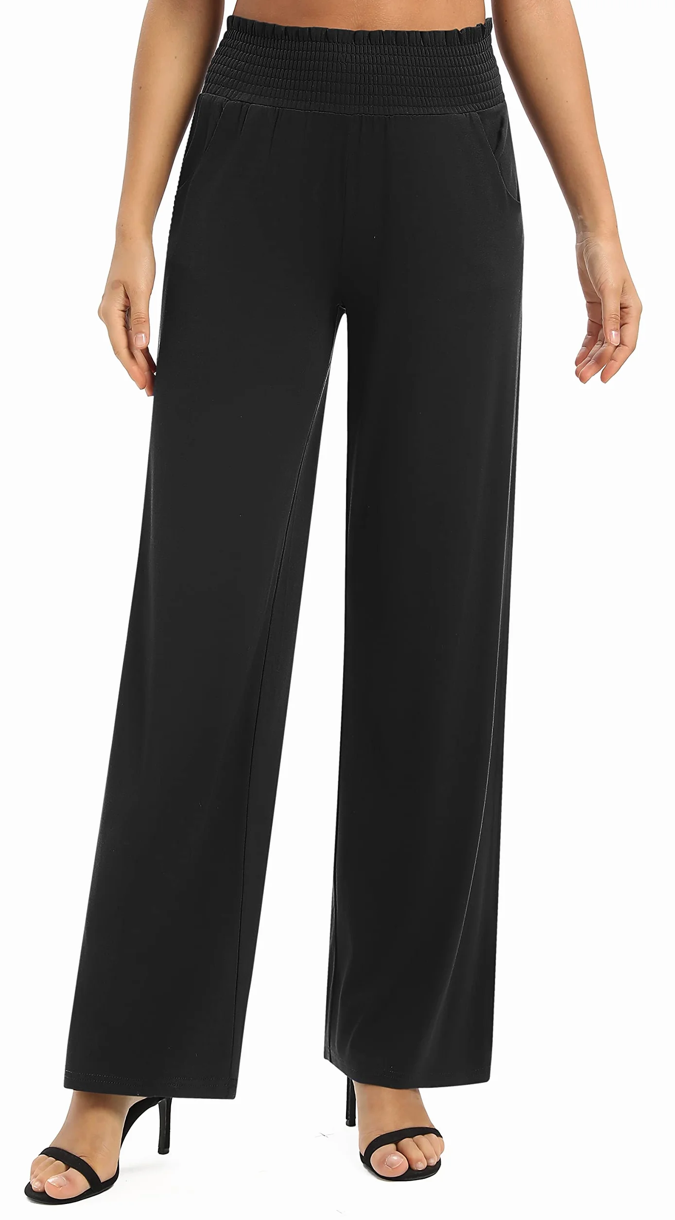 Pantalones Palazzo Pierna Ancha Elástico Cintura Yoga Mujer