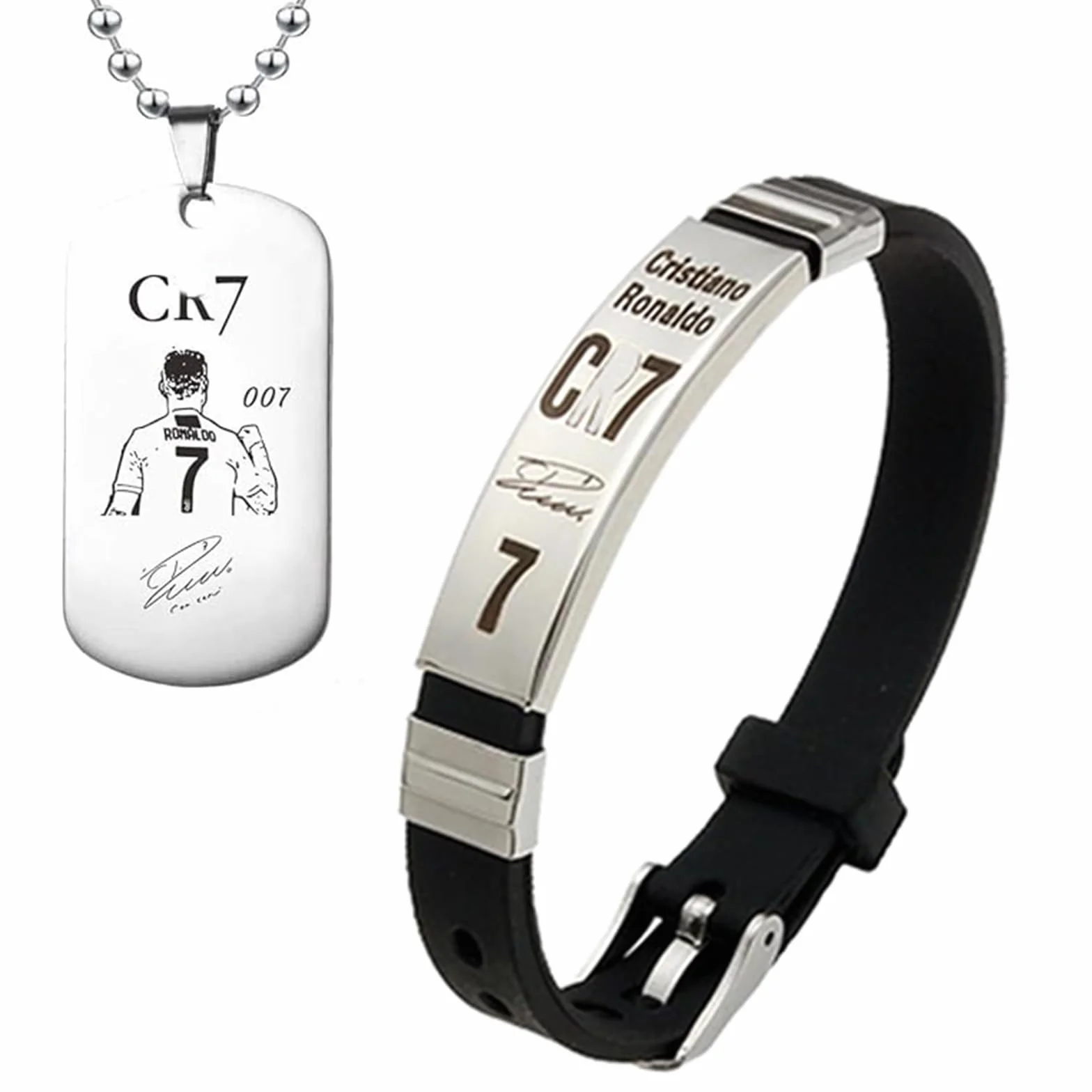 Cadena y Pulsera de Fútbol para Niños - Número 7 - Collar Deportivo