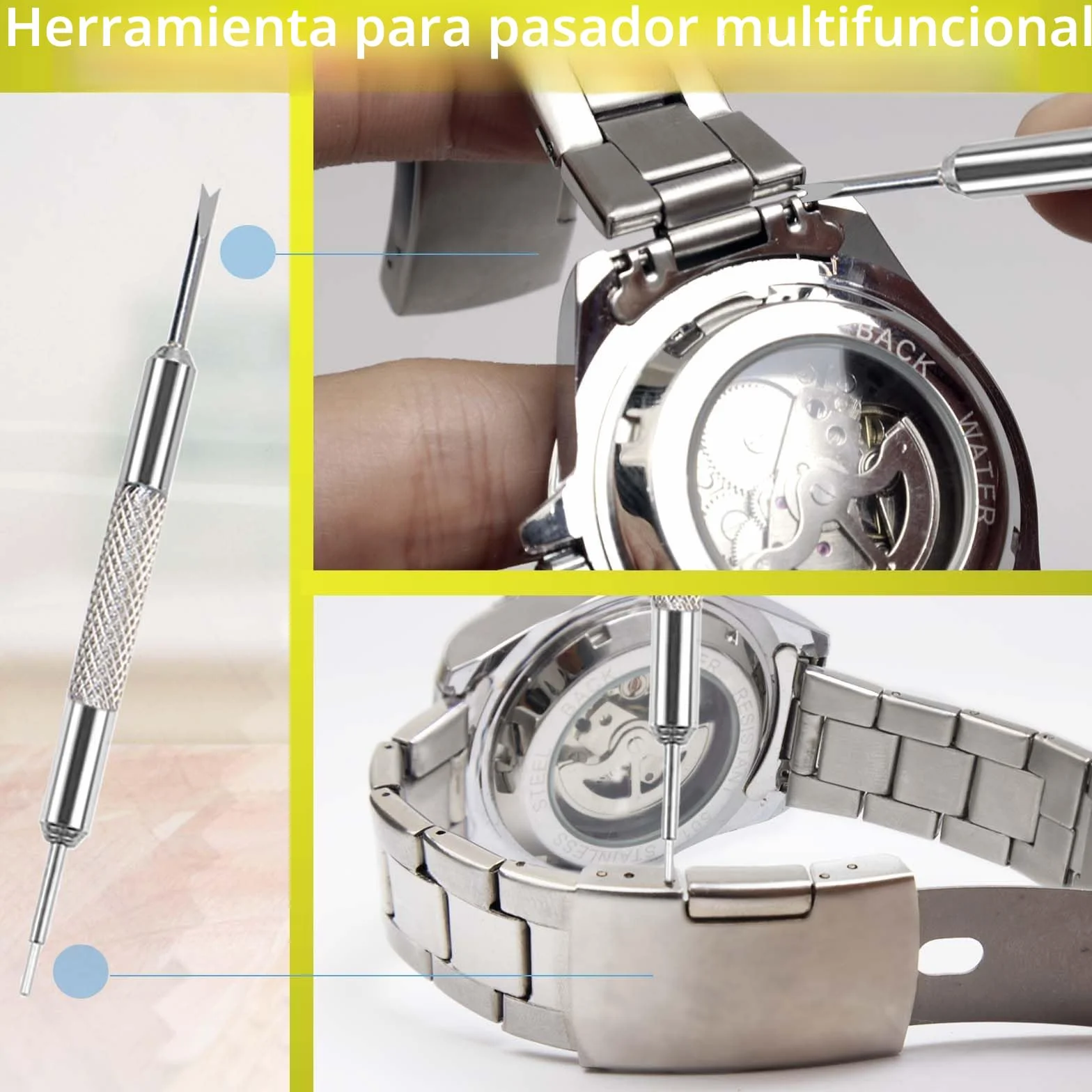GLDCAPA Herramienta Correa Reloj, Ajuste de Correa, Reemplazo Pins, Martillo, Punzón