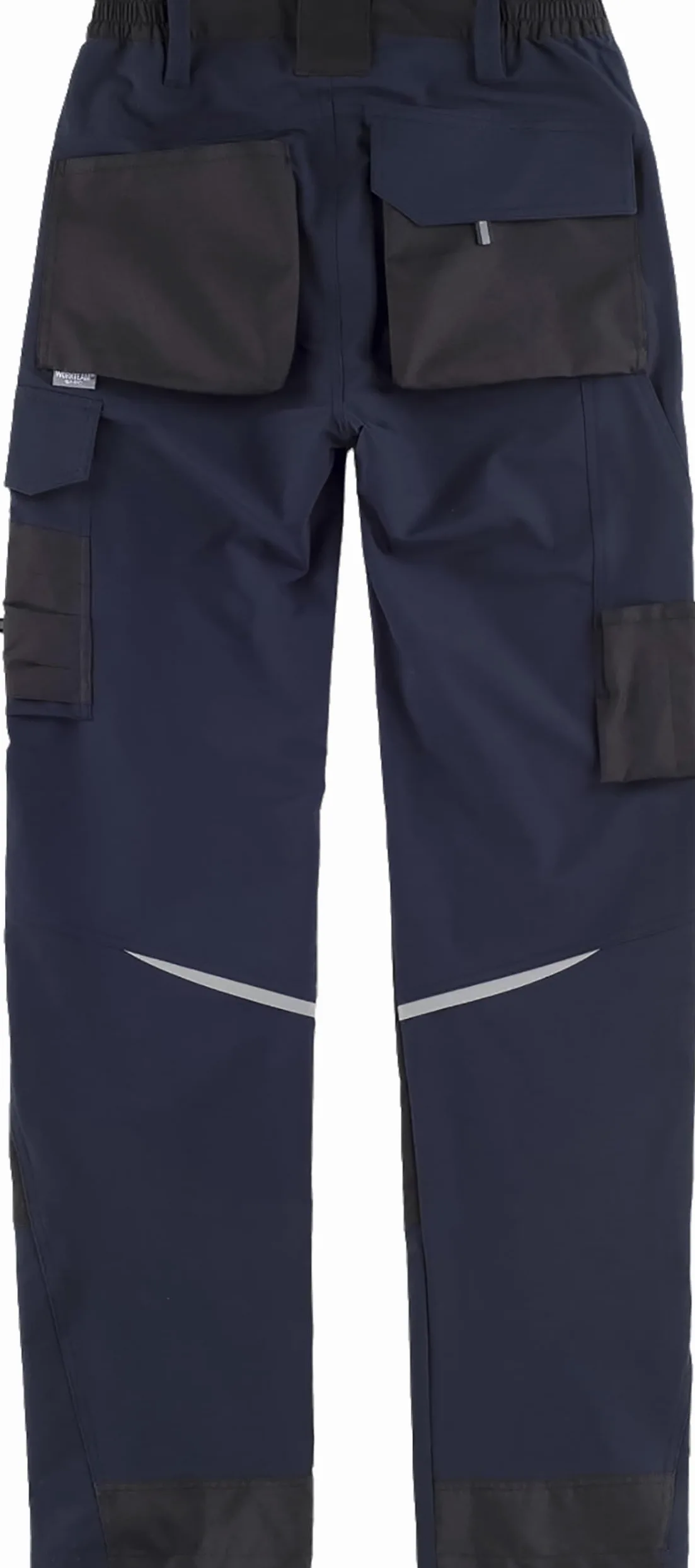 WORKTEAM Pantalón Elástico Slim Fit, Ideal Trabajo, Tiempo Libre, Senderismo, Multibolsillos con Cierres Autoadherentes, Pinzas en Rodillas, Detalles Reflectantes y Cintura Ajustable. Unisex