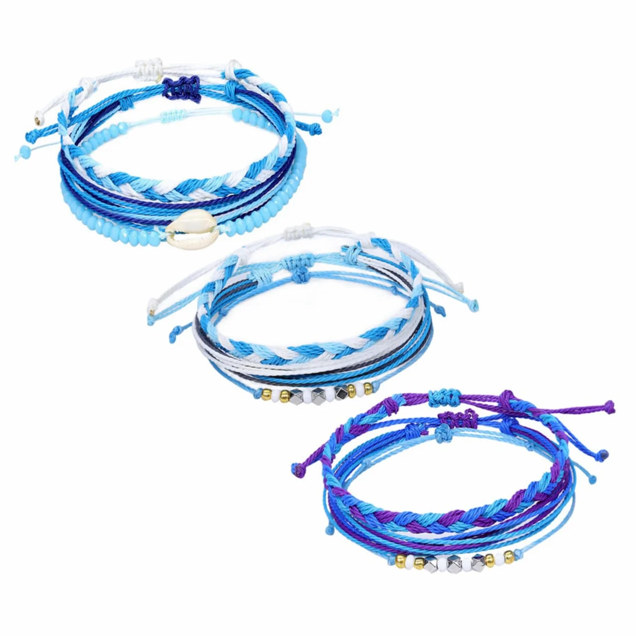 cuerda de mano pulsera de conchas pulsera tejida Pulsera ligera amistad tobilleras pulseras joyas pulseira mulher accesorios fiesta cadena de muñeca correa de muñeca