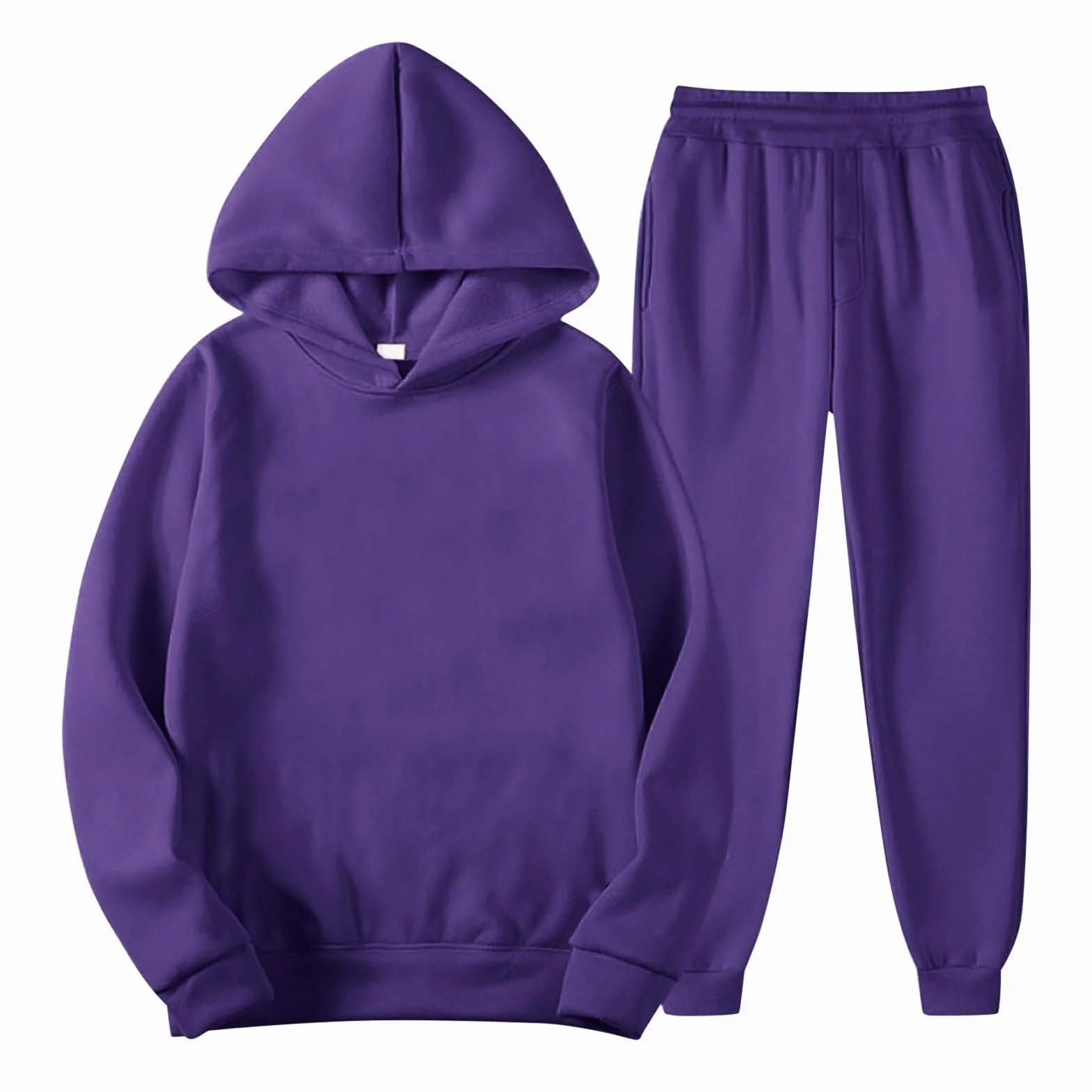 Chándal de forro polar liso con capucha para niños, conjunto de gimnasio para correr