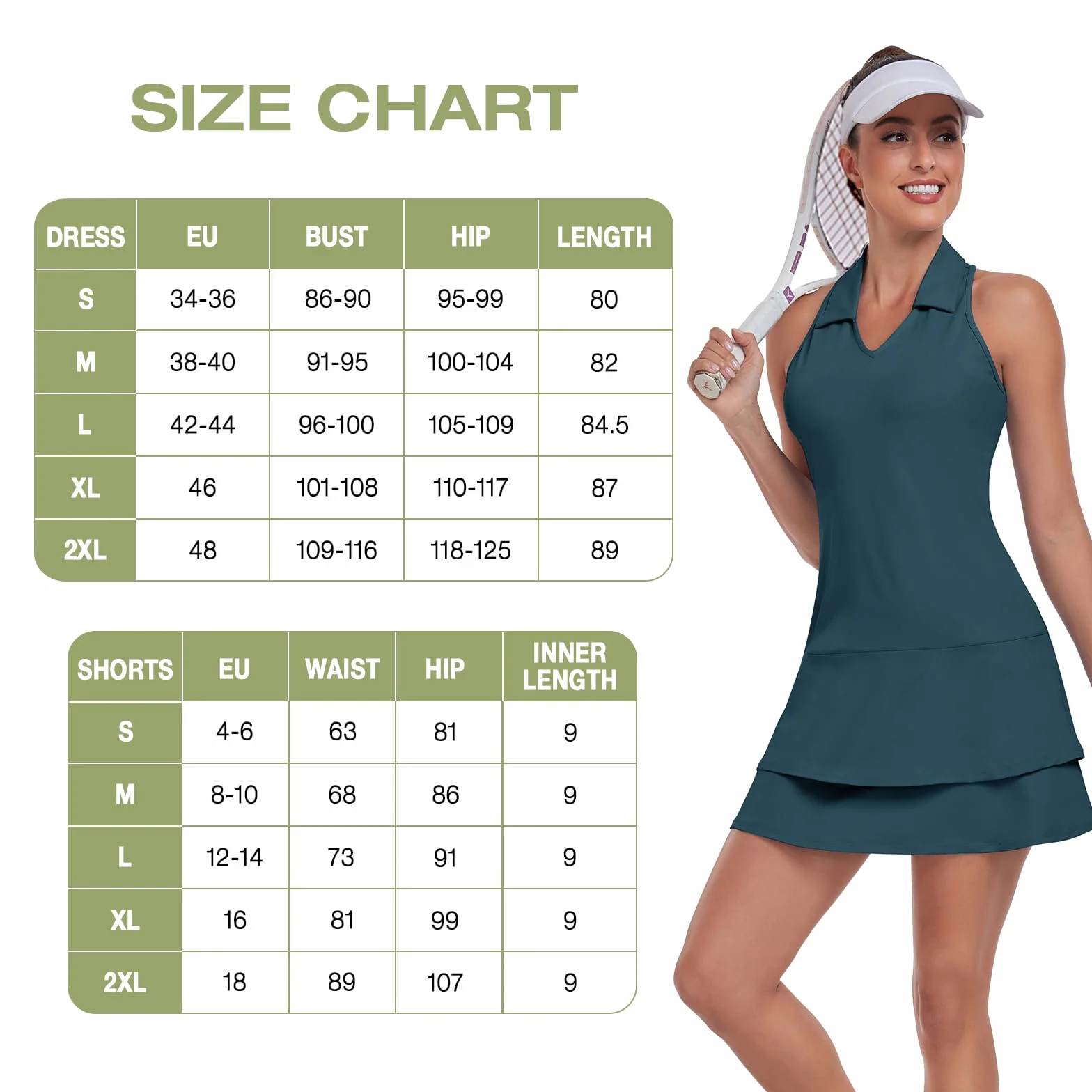 Soneven Vestido de tenis para mujer sin mangas con pantalones y cremallera 1/4