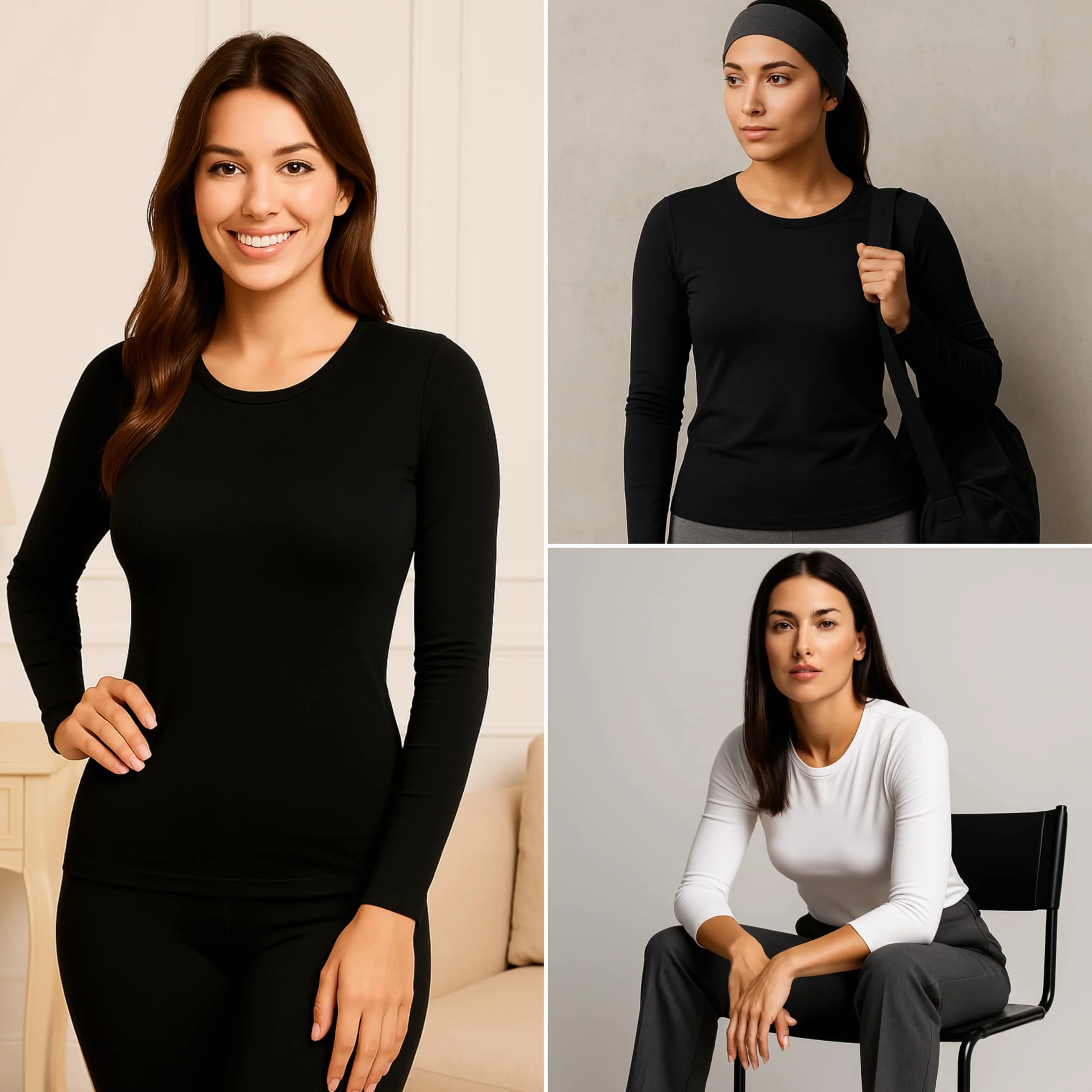 Valko Camiseta Térmica Mujer Manga Larga – Interior Suave y Elástica con Forro Afelpado