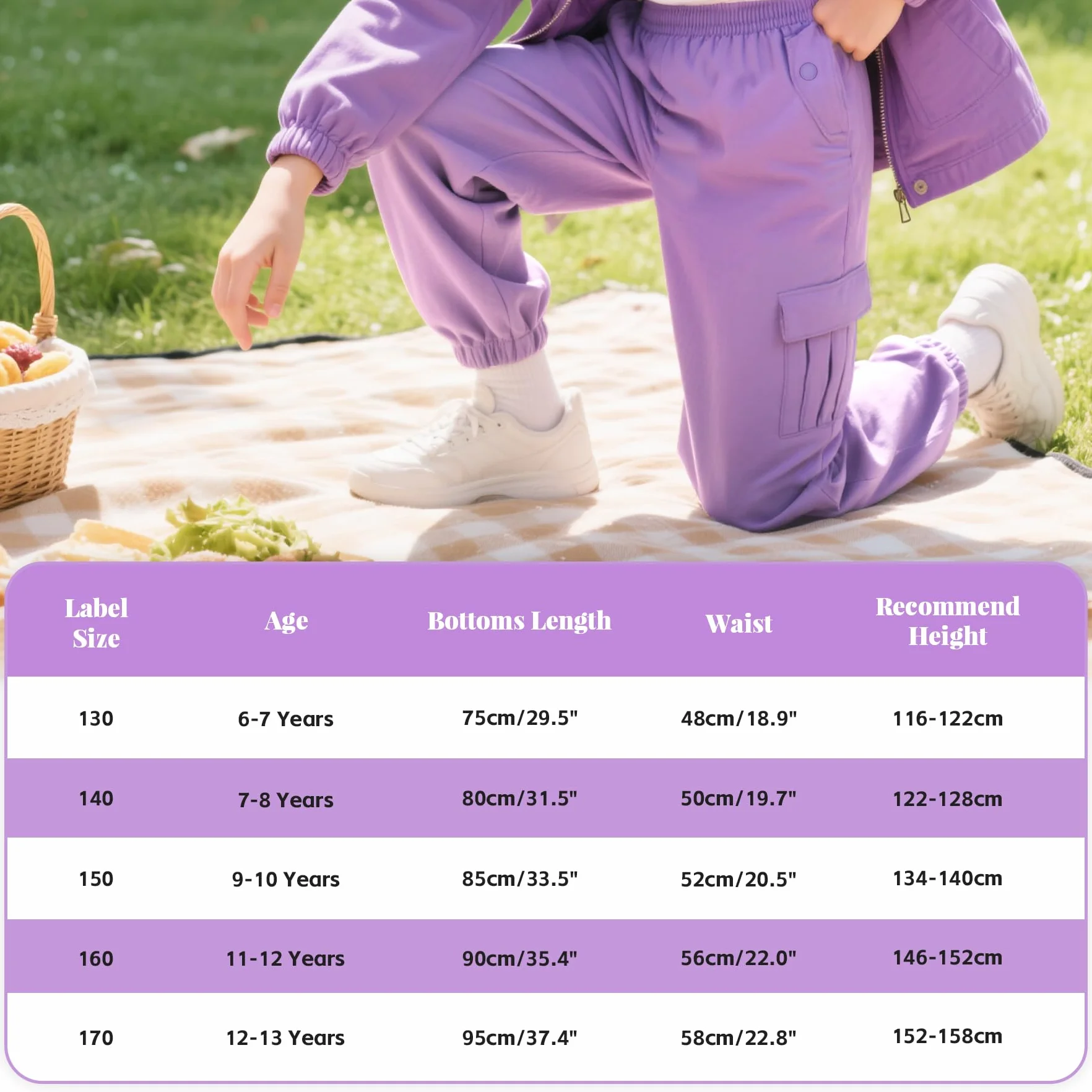 Pantalones Cargo Niñas Algodón Cintura Elástica Múltiples Bolsillos Joggers 6-13 Años