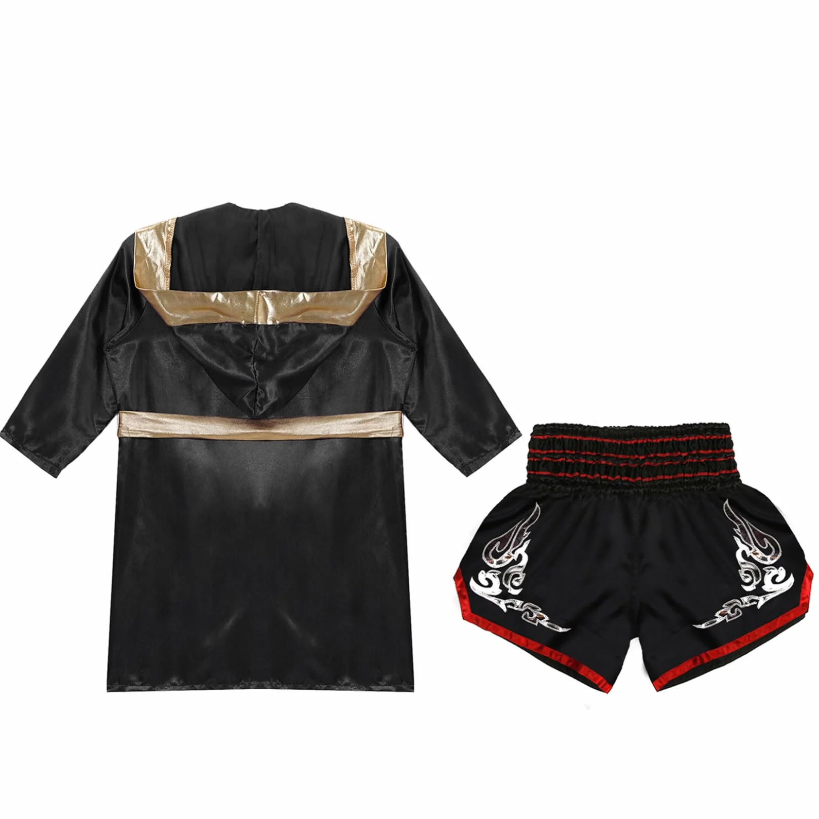 Runhomal Conjunto de pantalones cortos de boxeo para niño bata entrenamiento boxing MMA Muay Thai 9-10 Años
