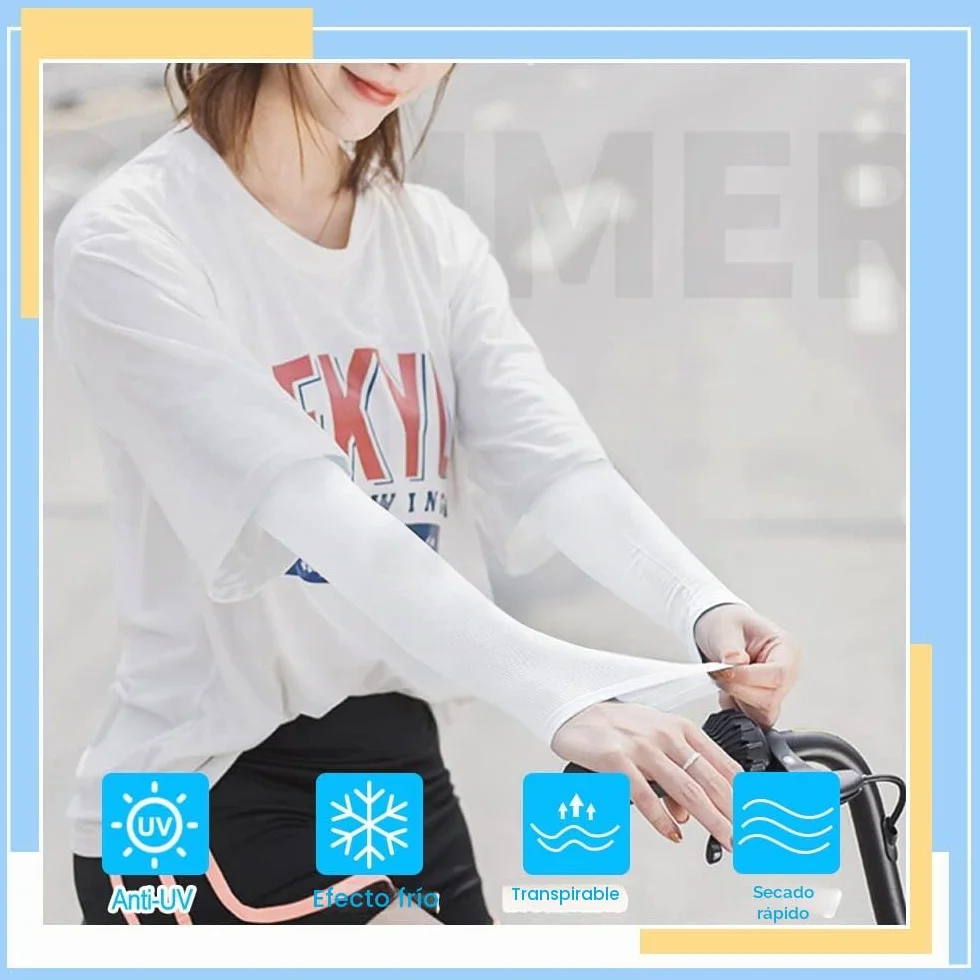 Mangas para Brazo Elásticas de Protección UV Enfriamiento Transpirables para Ciclismo Deportes