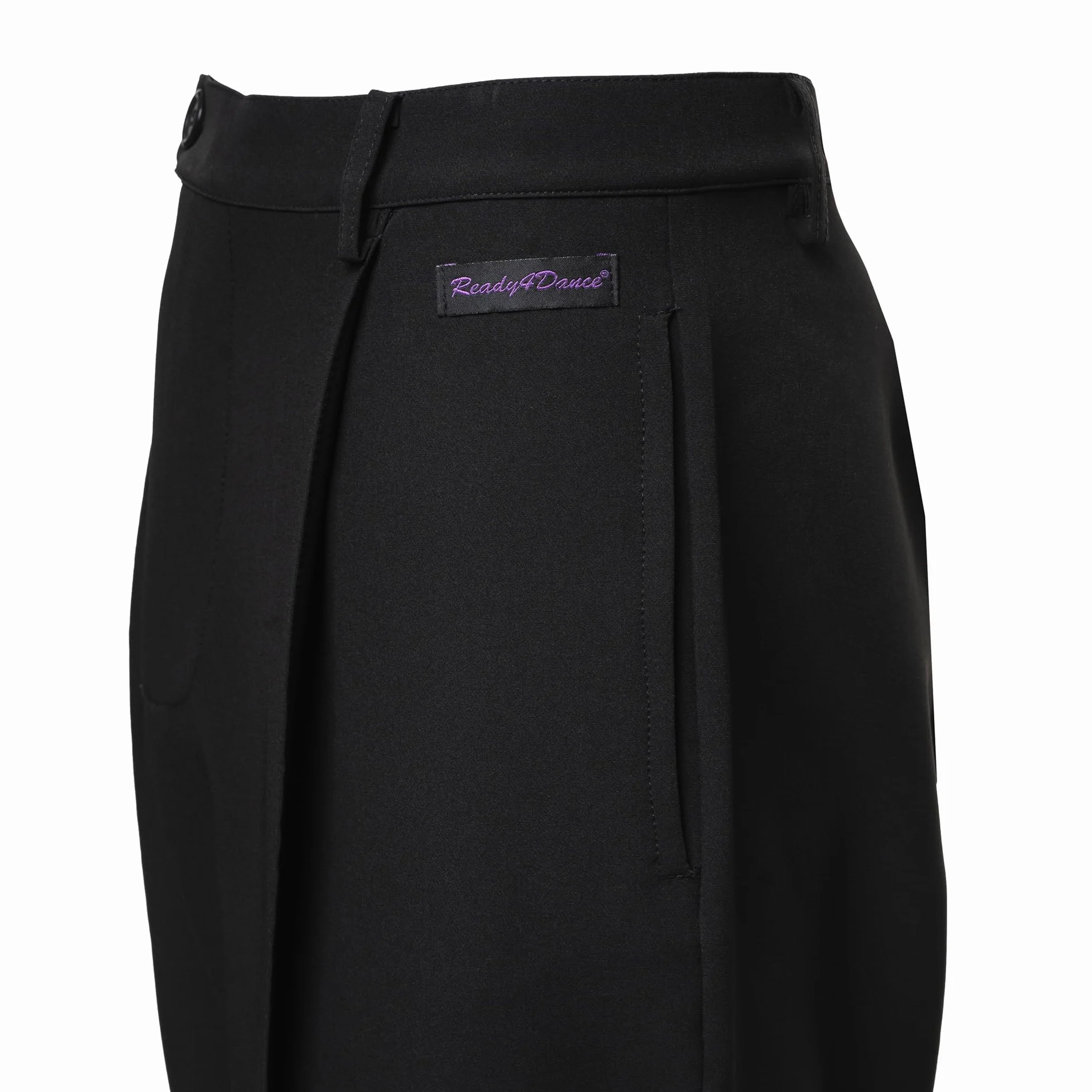 Pantalón de hombre para danza estándar y baile de salón con pliegues delanteros y bolsillos ribeteados