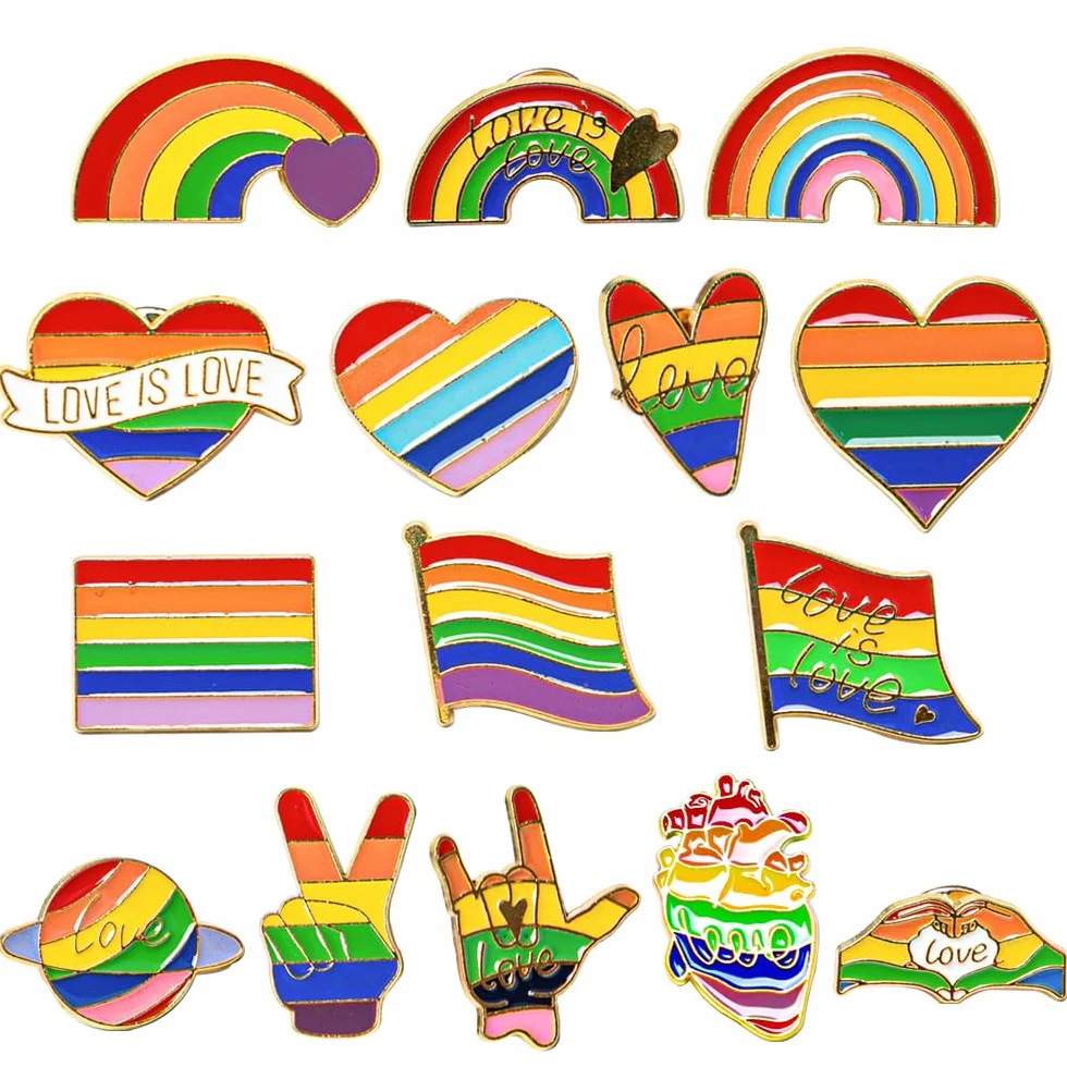 Broche Arcoíris 15 Piezas Pin Arcoiris Metal Broches LGBT Rainbow Esmalte Pines Esmaltados Coloridos para Ropa Bolsa Mochilas