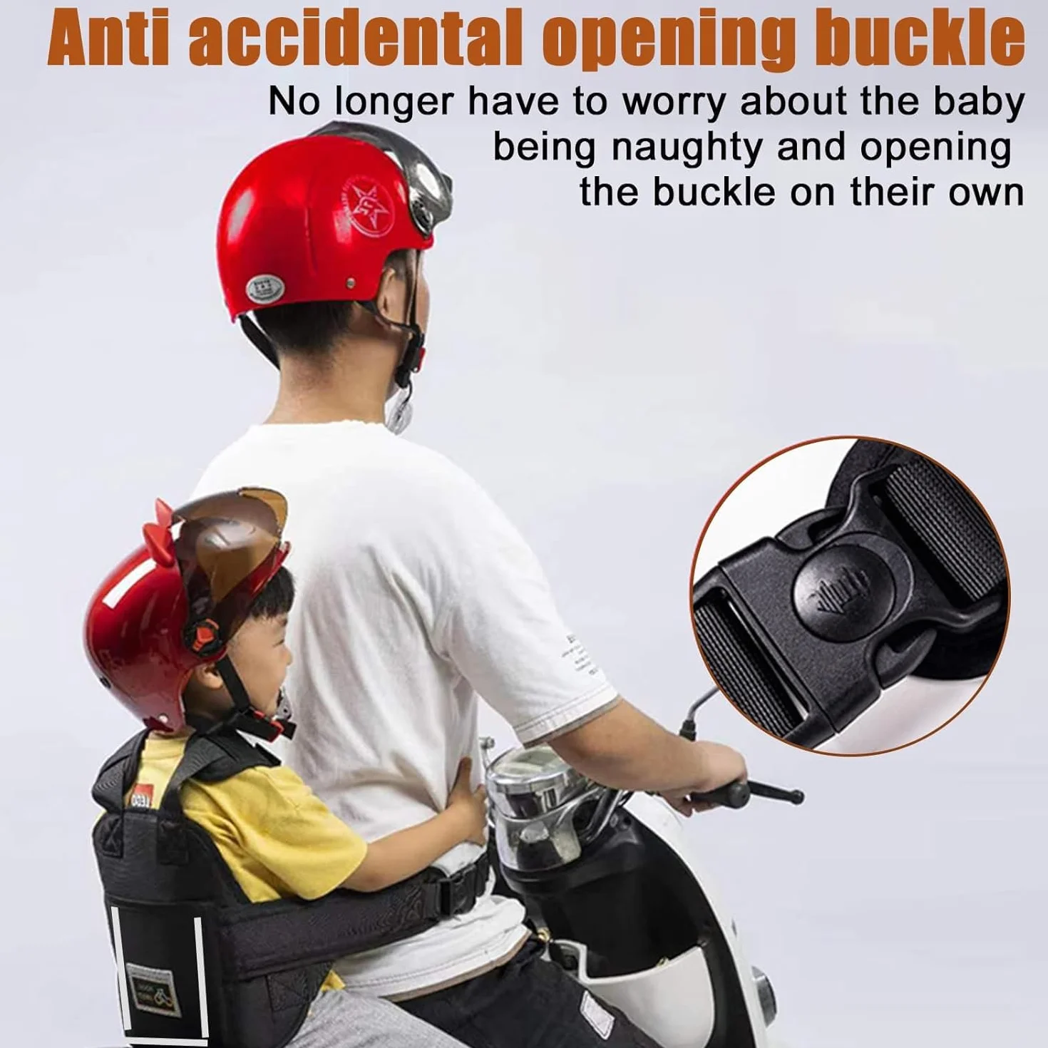 Cinturón de Moto con Bolsillo para Niños, Ajustable con Rayas Reflectantes Negro, Protección Anti-caída 1-12 Años