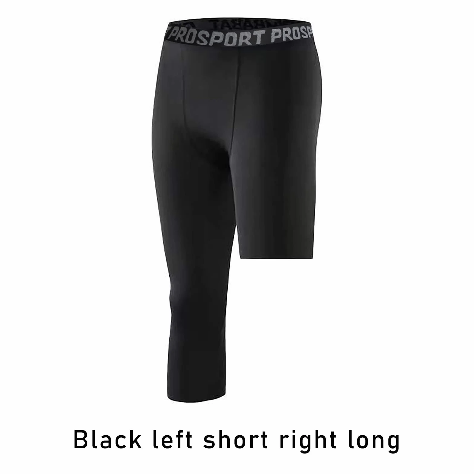 2 Piezas Pantalones Compresión Una Pierna 3/4 Hombre Mallas Atléticas Baloncesto Correr Capa Base