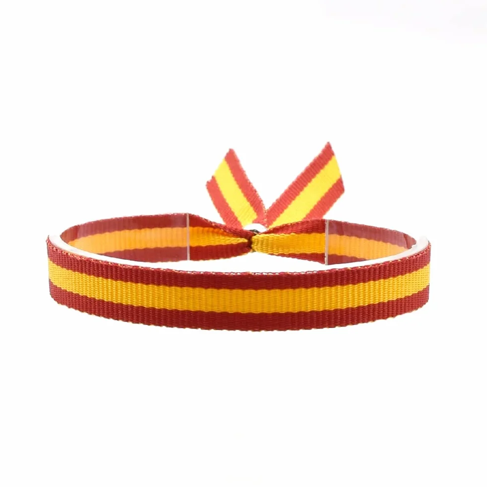 Pulsera de Tela Bandera de España con Cierre Ajustable, Colgador de Coche, Ancho 10 mm (1 Unidad)