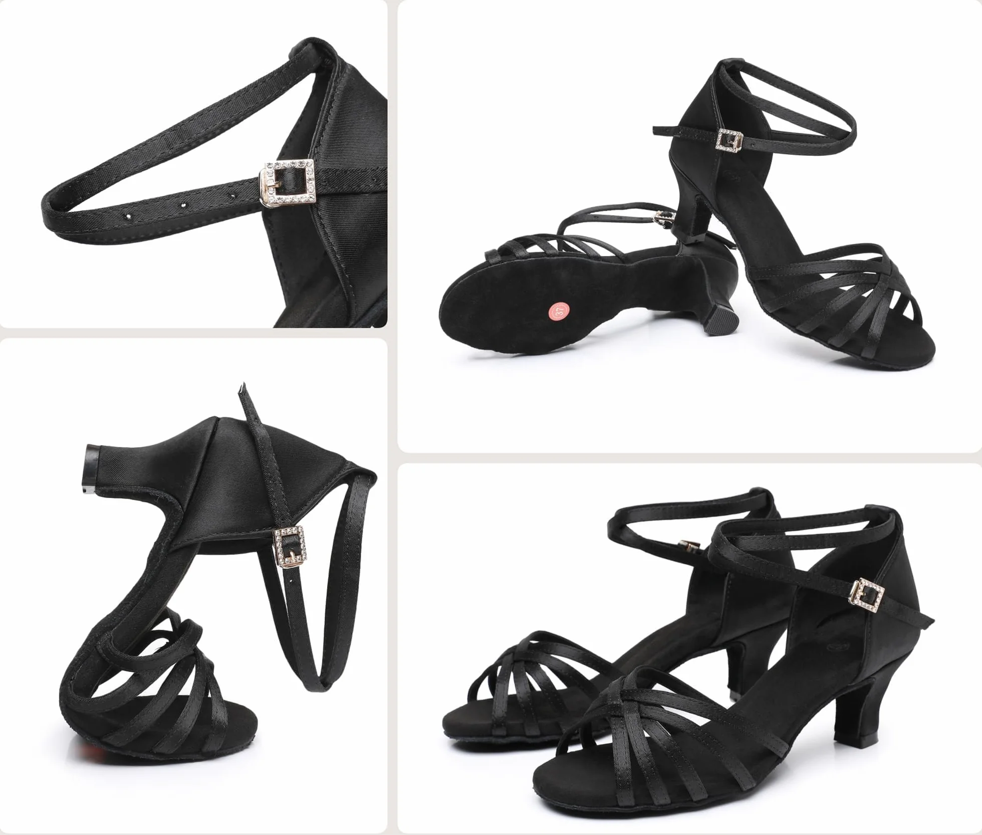 Rosefinch Zapatos de Danza Latina Mujer Negro Profesionales Baile Salón Fiesta Salsa Práctica Rendimiento