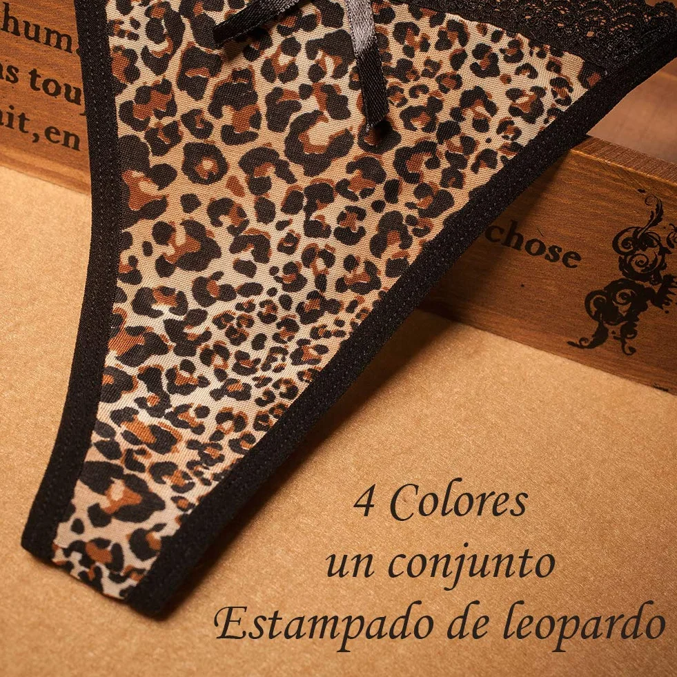 VicSec 4 Pack Braguitas Sexy Encaje Fina Tanga Suave G-String Lencería Interior Espalda Decora Corazon Talla Única