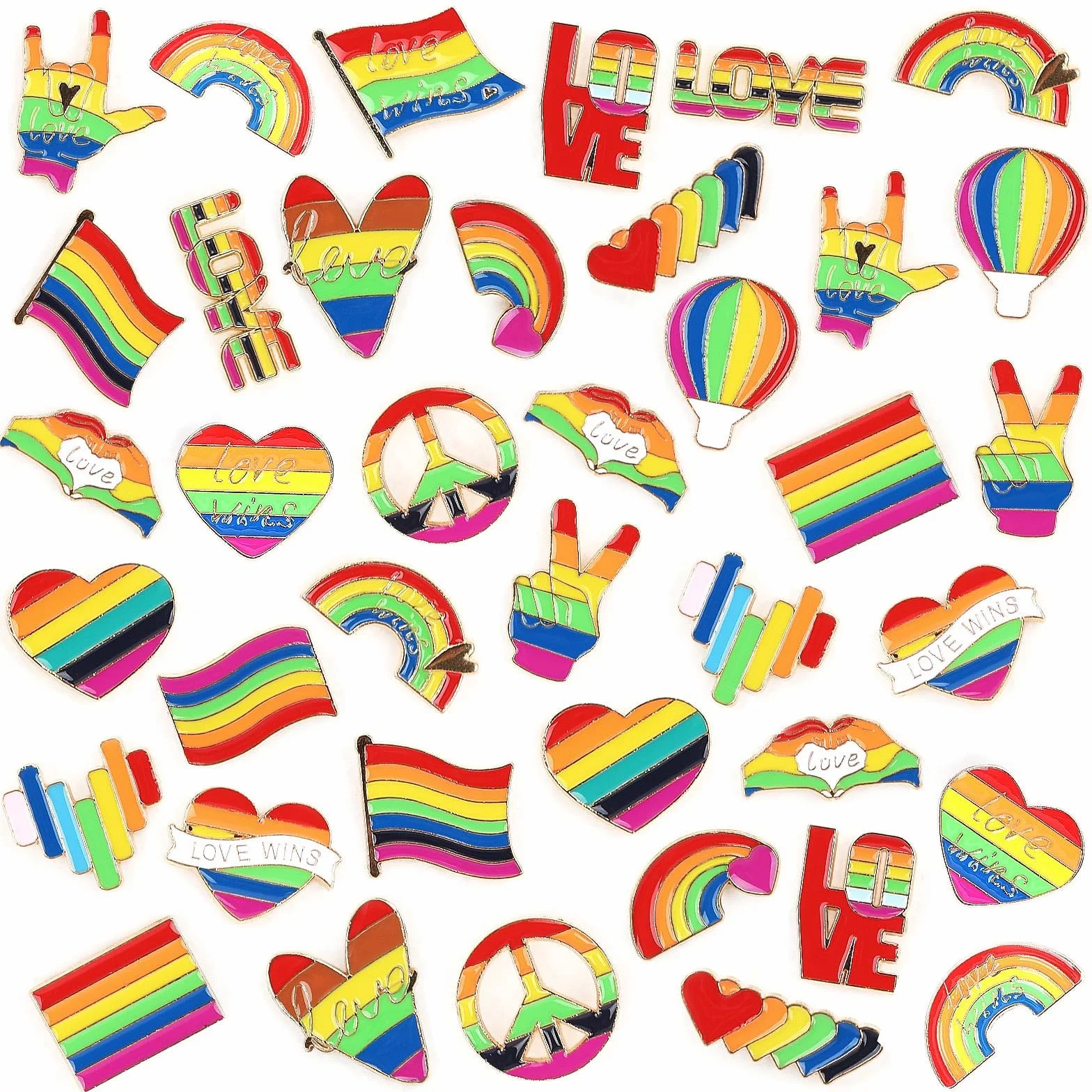 SANNIX 60 insignias esmaltadas LGBT diseño bandera corazón orgullo gay para ropa bolsos sombreros 20 estilos