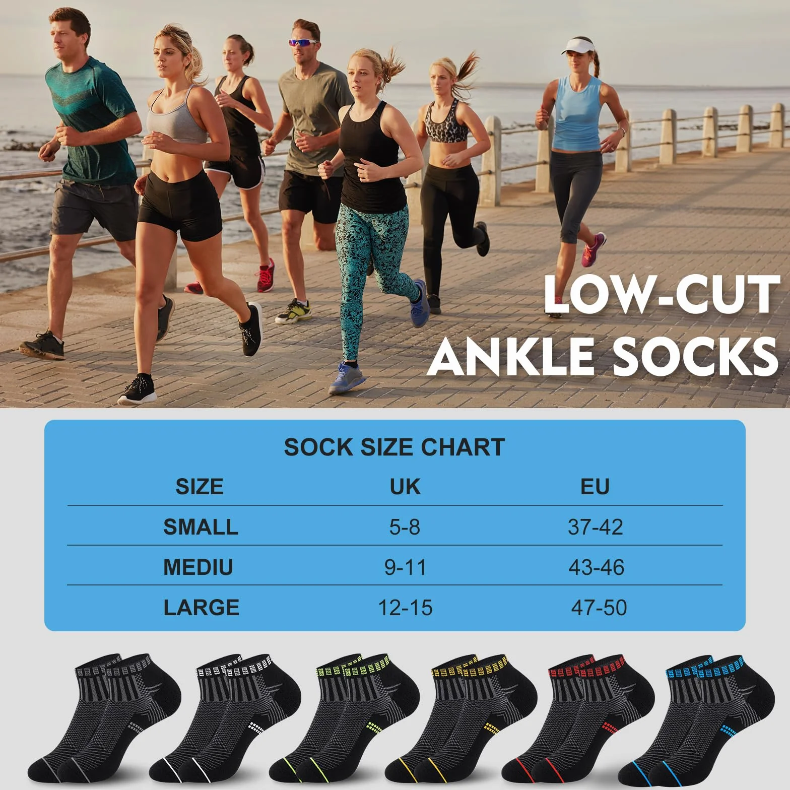 Calcetines Tobilleros 6 Pares Transpirables Cortos Deporte Antiampollas Running Algodon Hombre Mujer