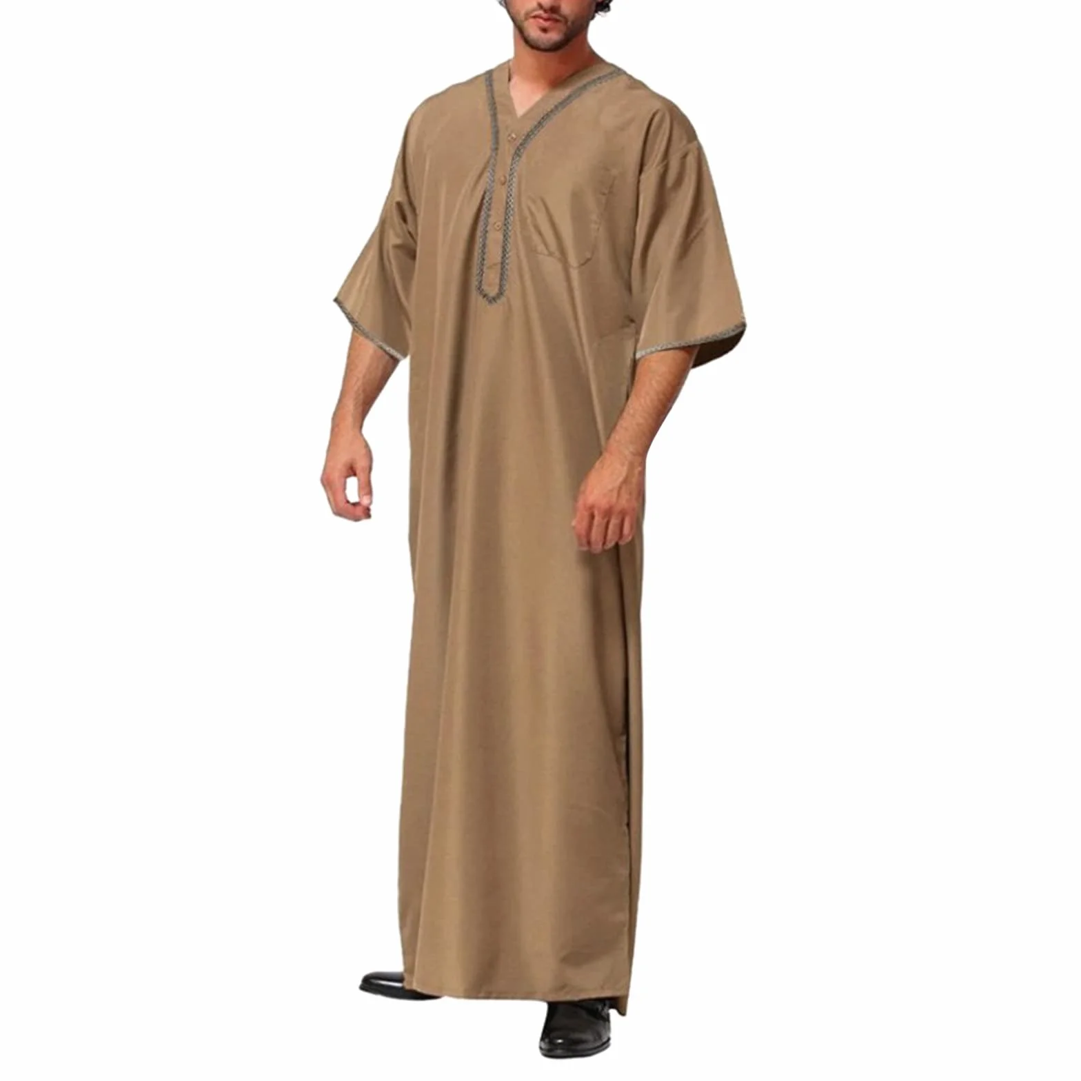 Kaftan Hombre Algodón Lino Verano Cool Jilbab Hombres Musulmanes Bata de Oración para Hombres Ropa Islámica Thobe Marruecos Afgano Árabe Ropa Hombre Túnica Abaya