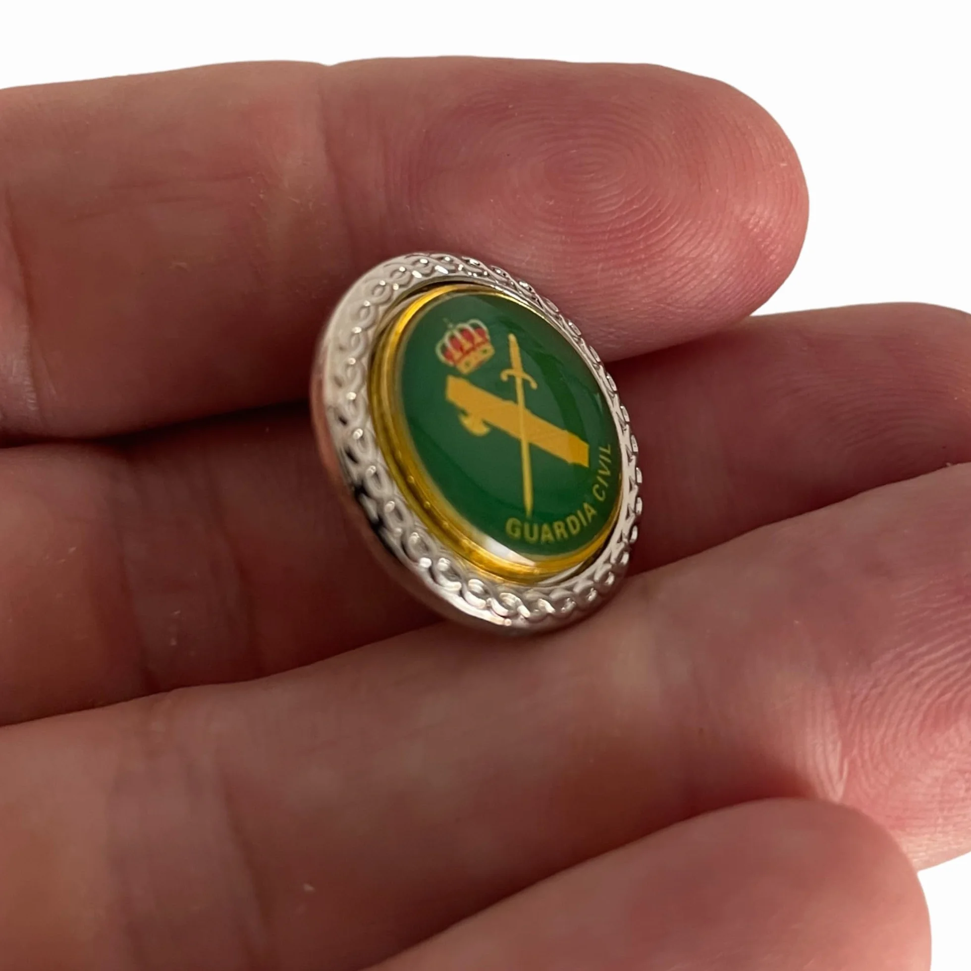 Emblema Guardia Civil España Gota Relieve Zinc Cromado 20 mm