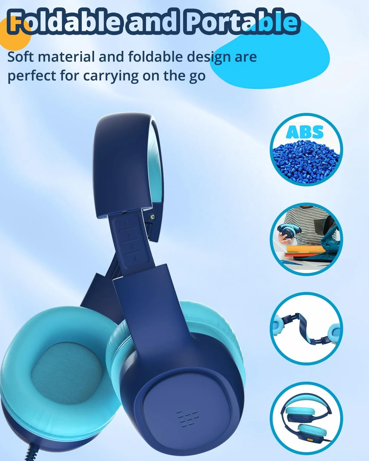 Tronsmart KH01 Auriculares para Niños Plegables 85/93dB HD Estéreo 3,5mm