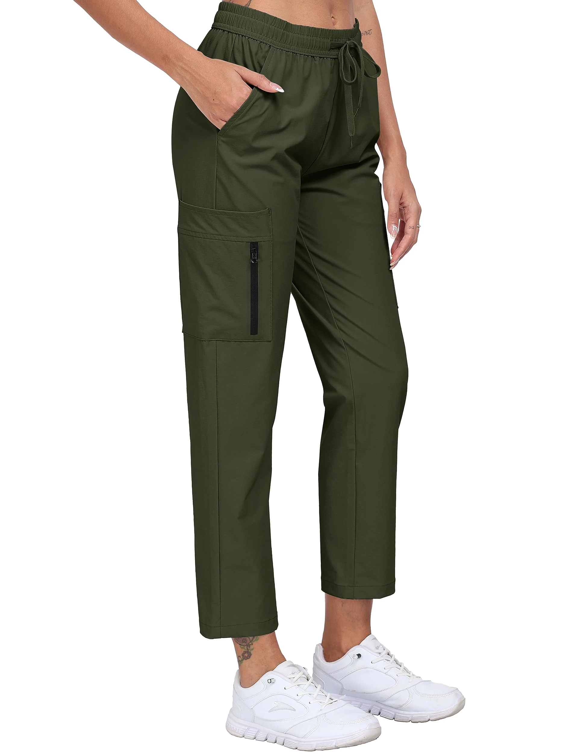 MoFiz Pantalones Cargo Mujer Ligeros Elasticos Trekking Pants de Trabajo Impermeable con Bolsillos Pantalones