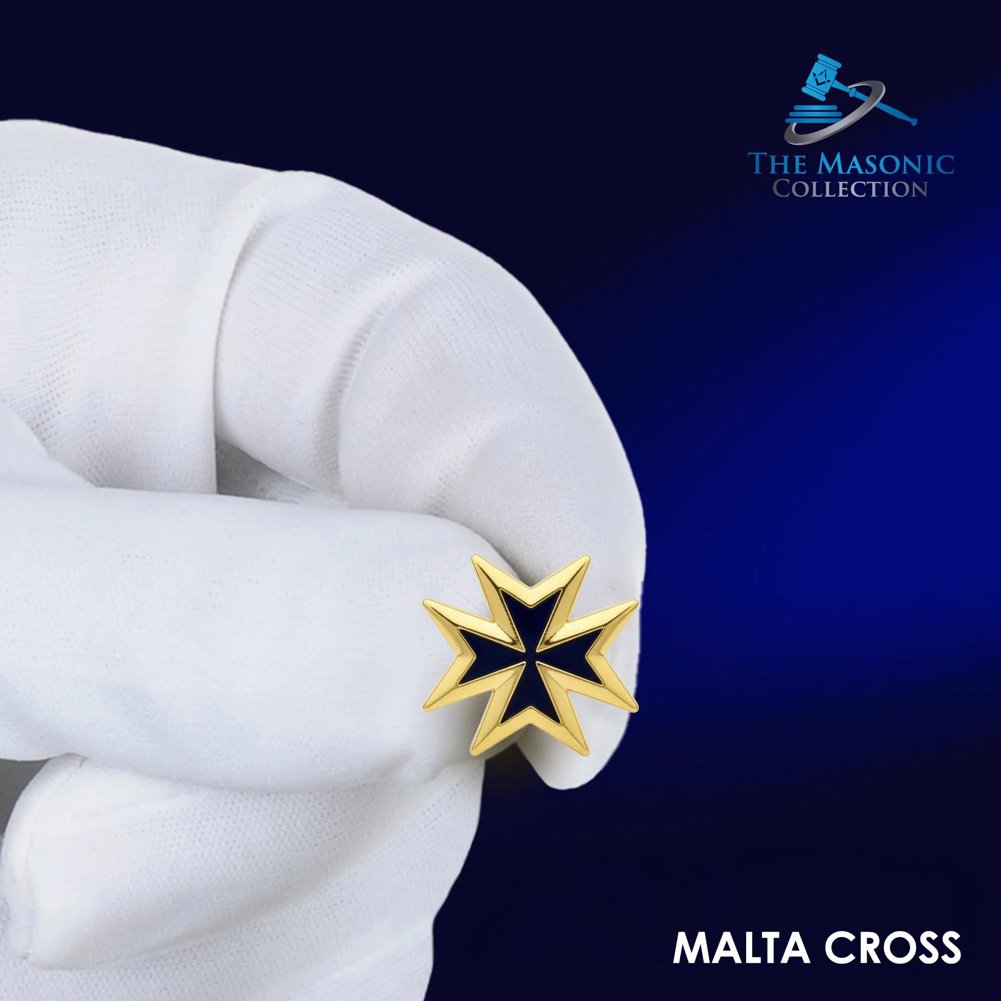 THE MASONIC COLLECTION - Insignia chapada en oro de los Caballeros de Malta - Ajuste de pin de embrague - Viene en bolsa transparente - Regalos masones para hombres