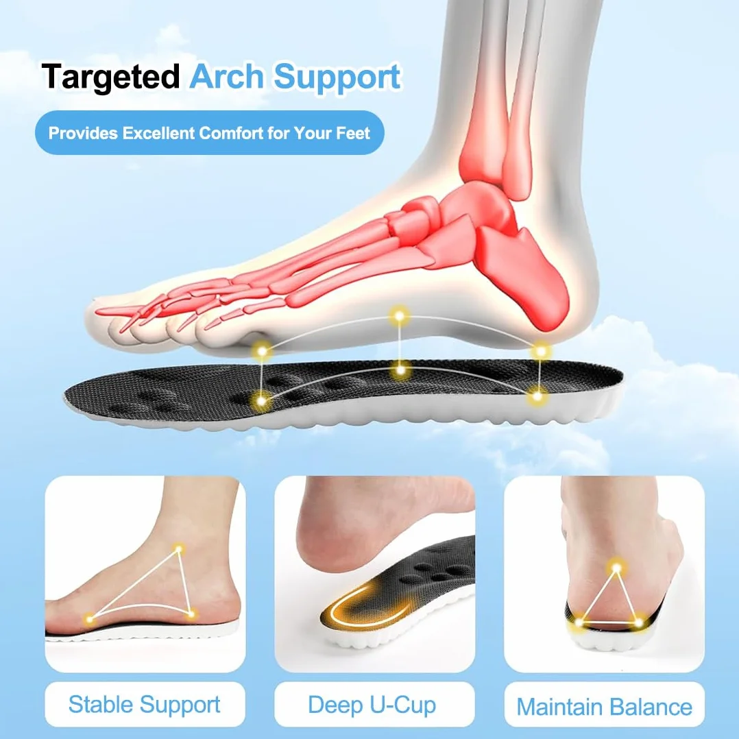 Plantillas Memory Foam para Deporte, Trabajo y Uso Diario - Ortopédicas Transpirables Amortiguadoras 43-44