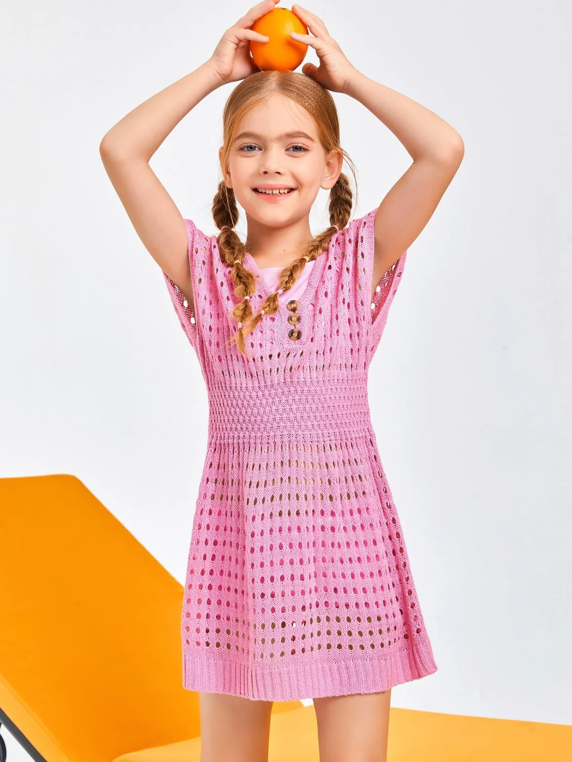 Haloumoning Vestido de playa para niña de verano, poncho de manga corta, de punto, trajes de baño de moda para niños