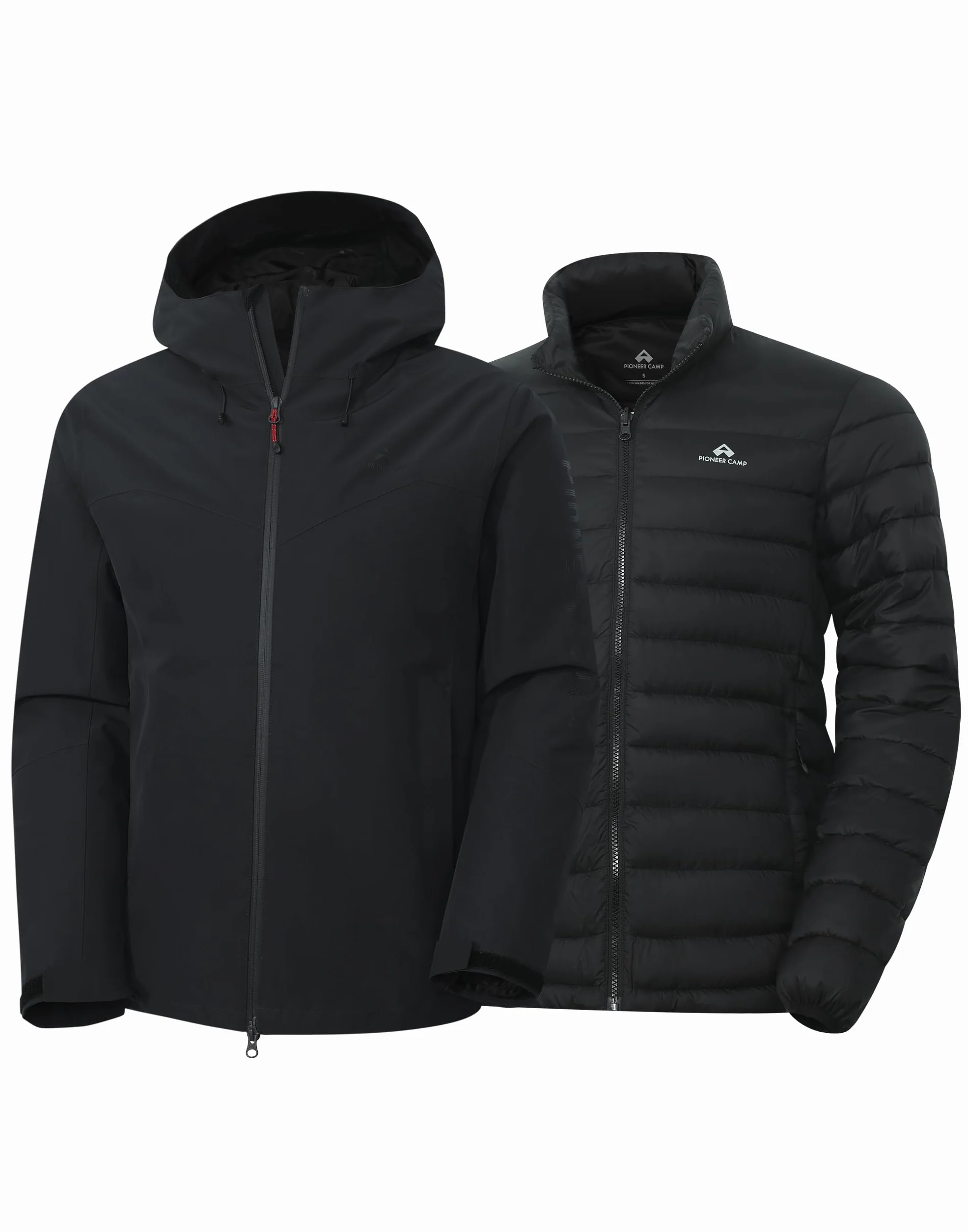 Pioneer Camp Chaqueta impermeable 3 en 1 hombre con forro plumón gorro ajustable