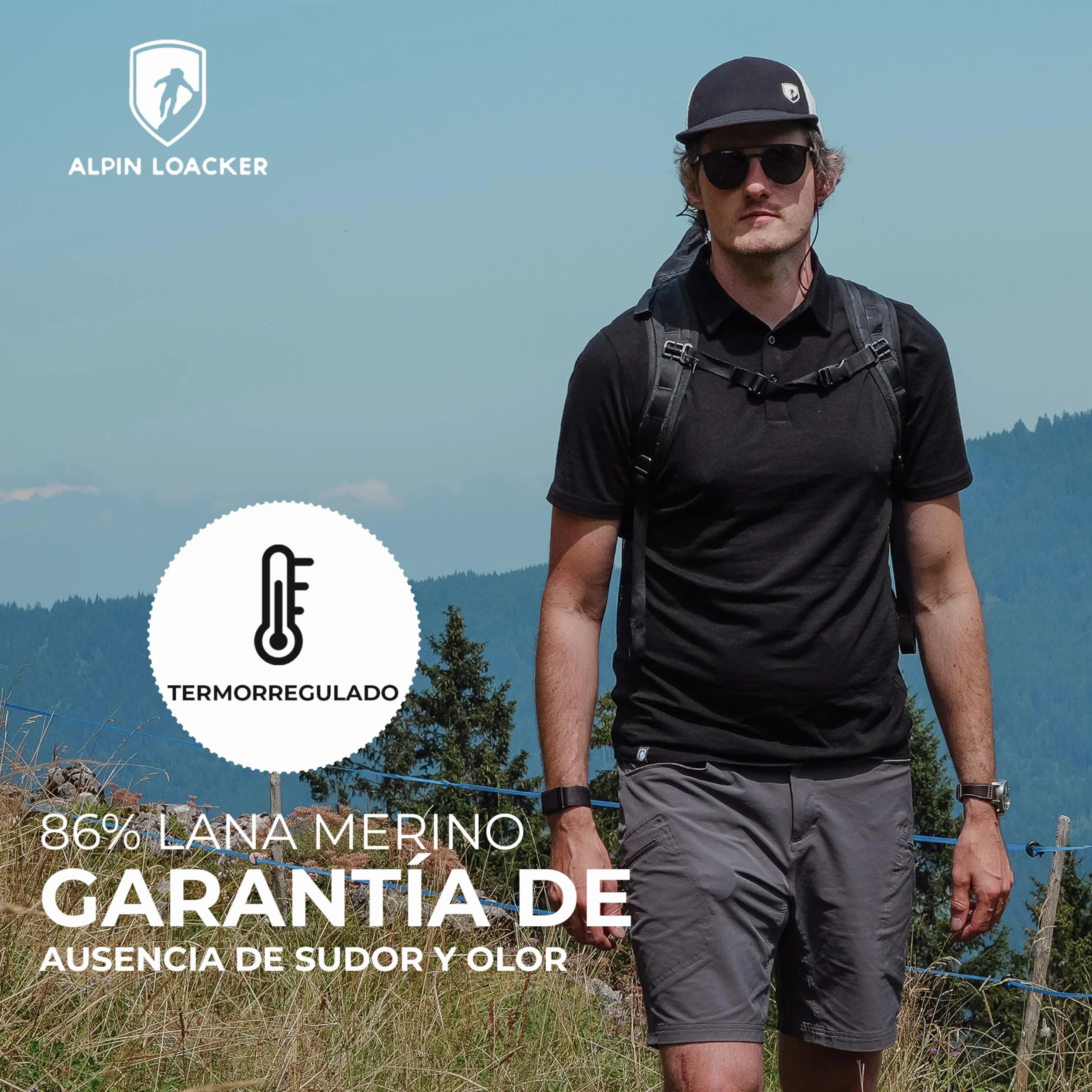 ALPIN LOACKER Camiseta Polo Merino para Hombre, Manga Corta, Camiseta antisudor, Camiseta Merino, Prenda térmica Transpirable