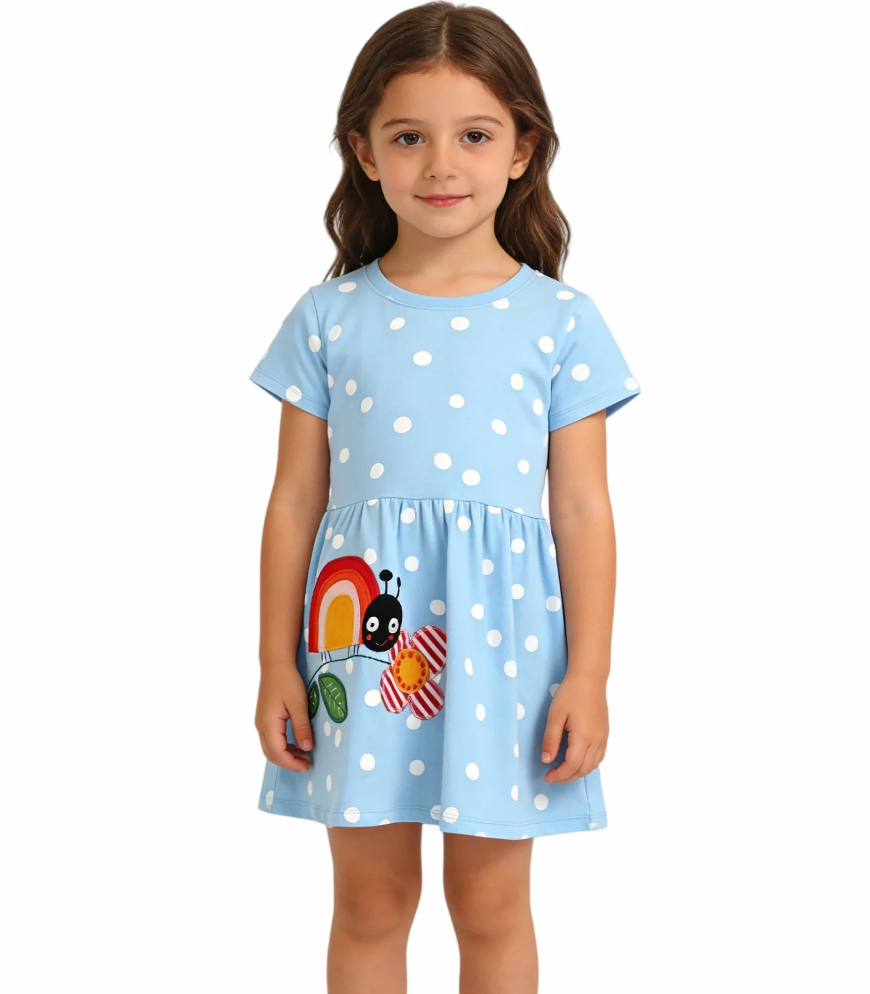 Vestido Niña Unicornio Algodón Cuello Redondo Princesa Fiesta Verano Talla 2-8 Años