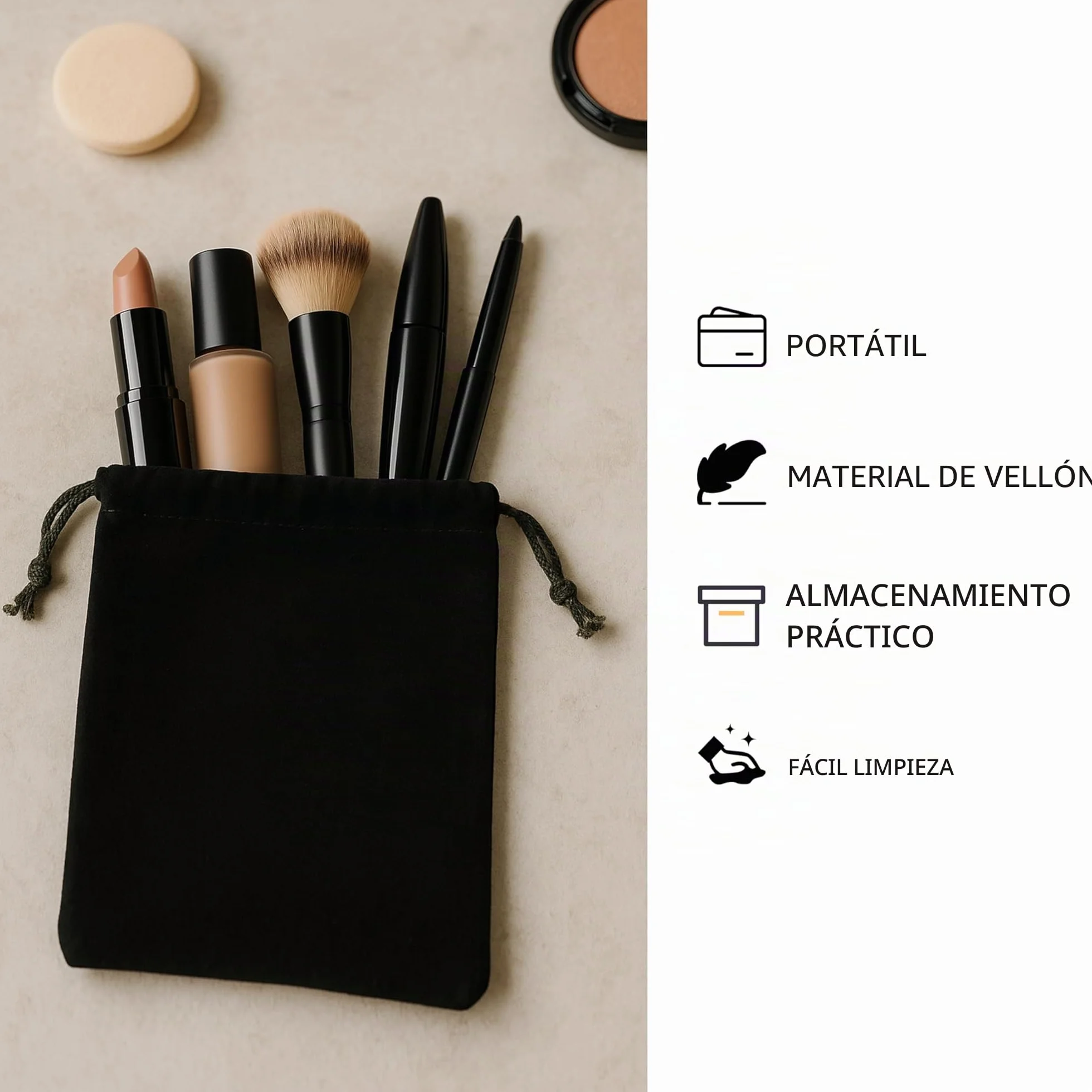 Pack de 5 Bolsas de Terciopelo Negro con Cordón, 10 x 15 cm - Ideal para Joyería, Dulces, Regalos de Boda, Tapones para los Oídos y Llaveros - Bolsitas Multiusos Elegantes y Prácticas