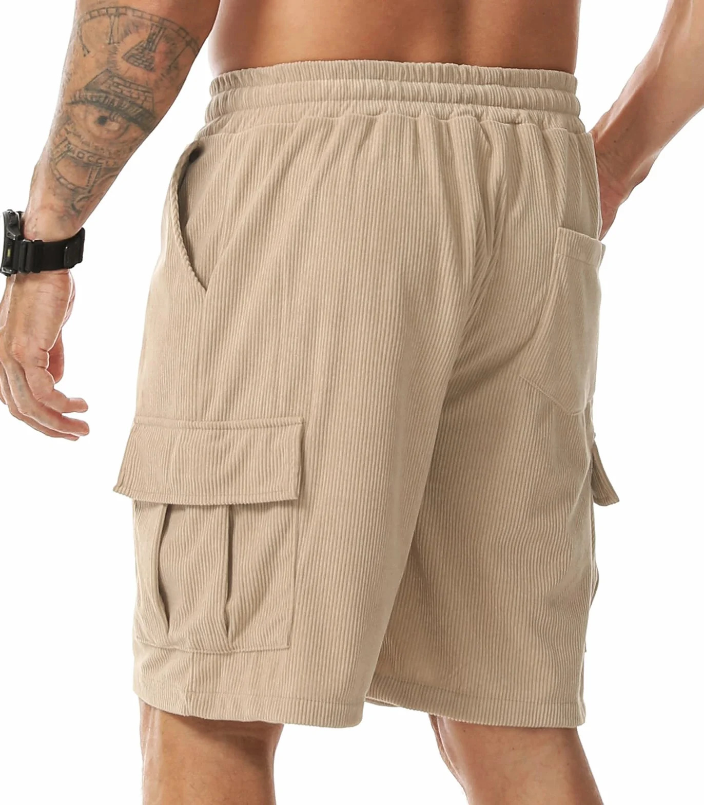 Bermudas Hombre Pana Casual con Bolsillos Deportivos