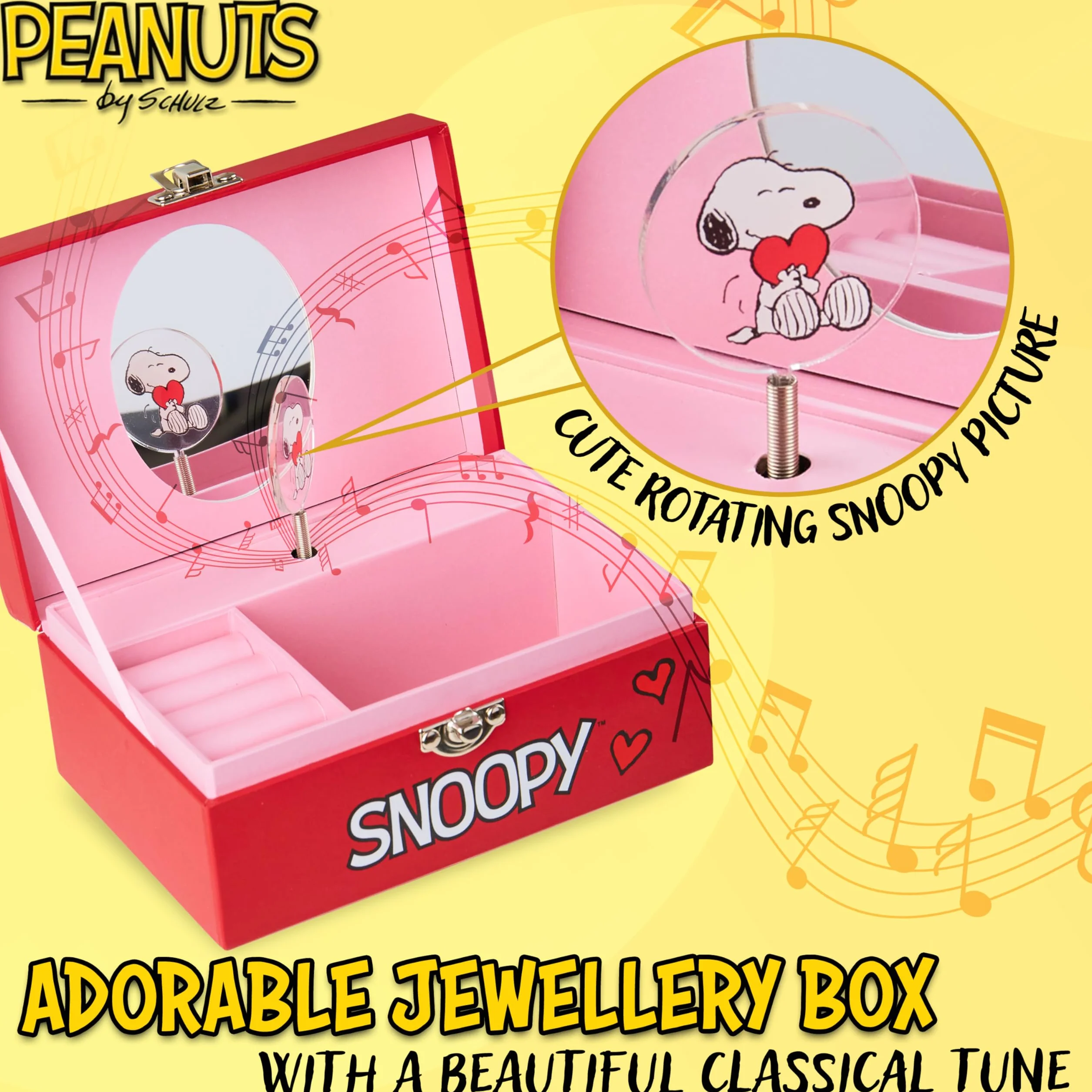 Peanuts Snoopy Caja de Joyería Musical para Niñas