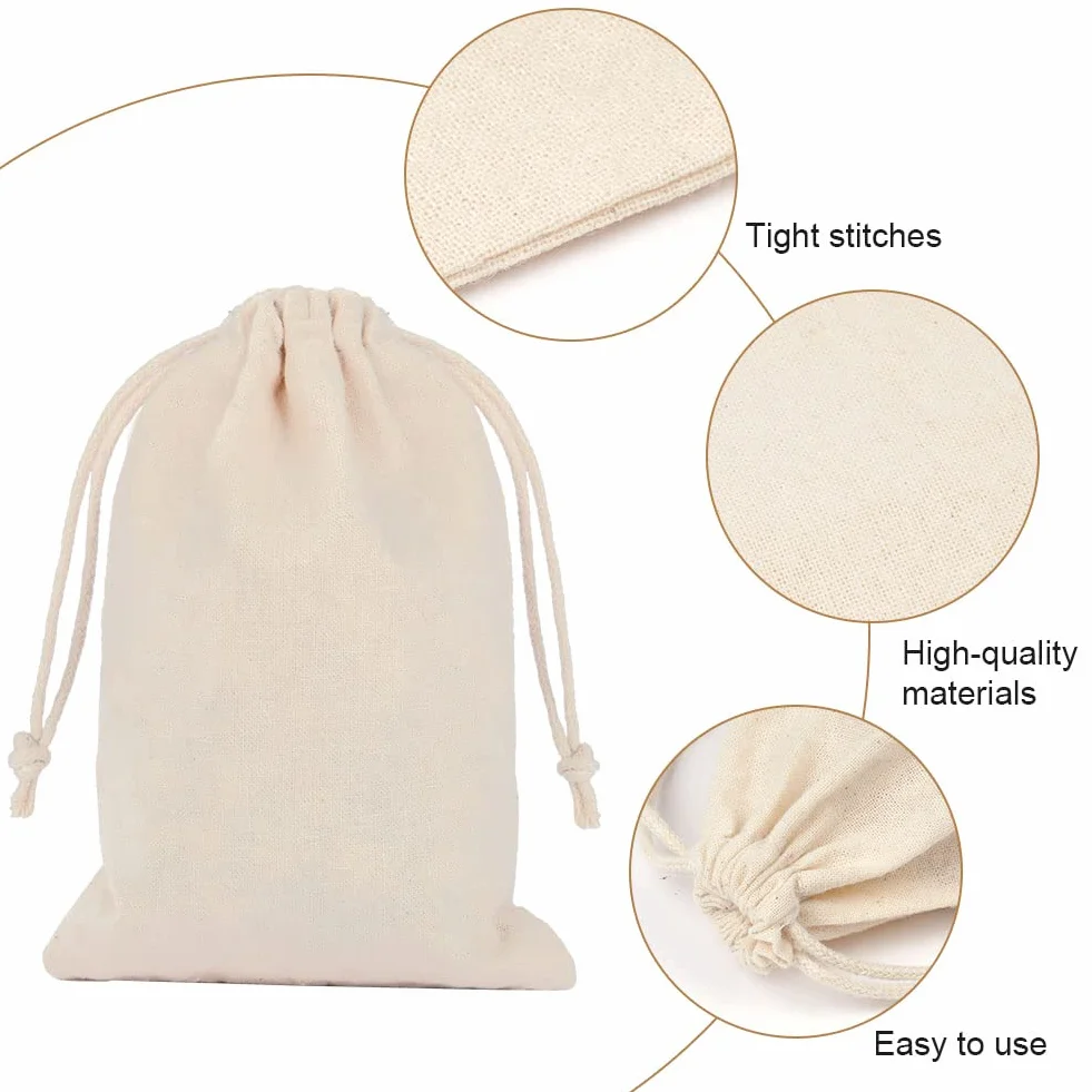Aucuu 25PCS Bolsas de Algodón, 10 x 15 cm, Sacos de Caramelos, Mini Bolsas de Dinero, Bolsas de Regalo para Fiestas de Cumpleaños, para Bodas, Navidad