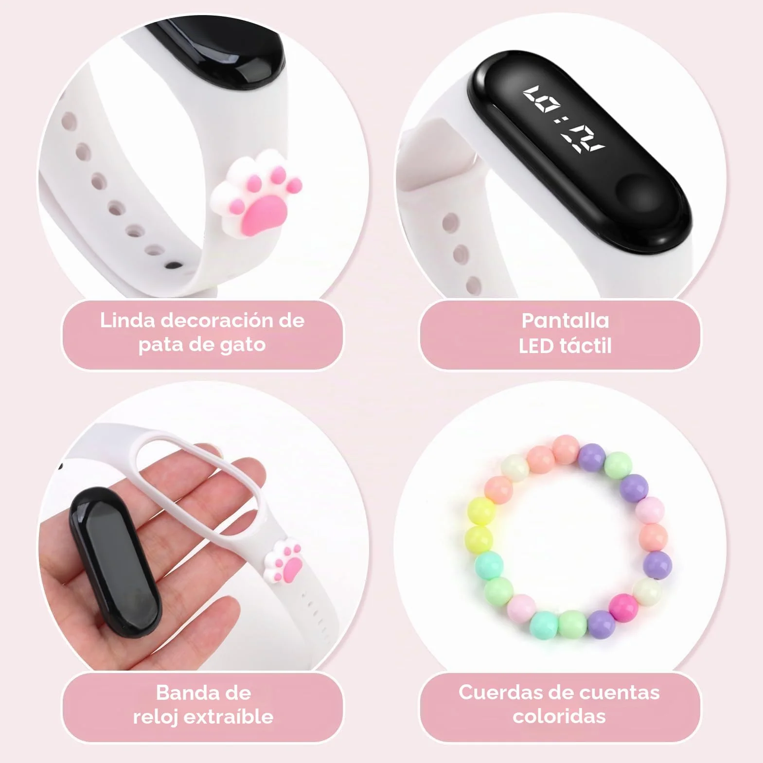 Reloj digital deportivo infantil con correa de silicona impermeable para niños 6-15 años