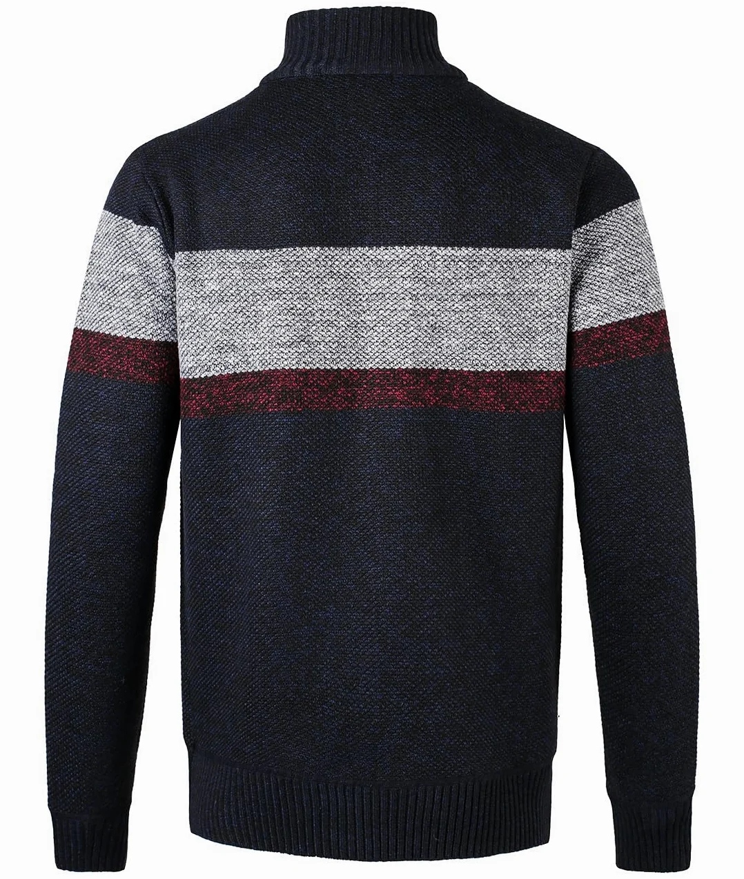 Hombre Jersey con 1/4 Cremallera Forro Polar Suéteres Punto a Rayas