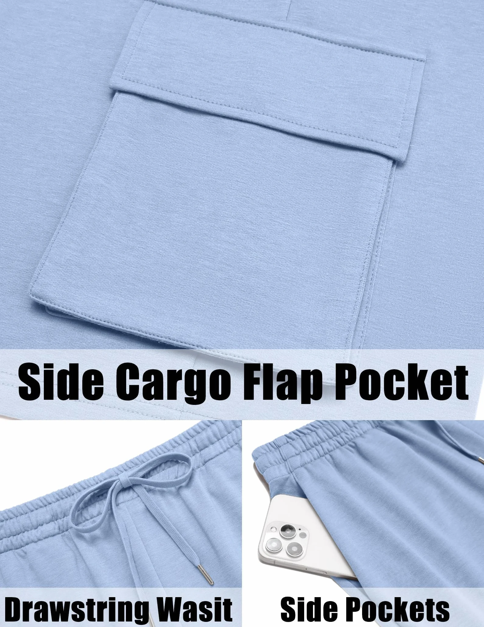 Conjunto de Verano Hombre 2 Piezas Chándal Camiseta Manga Corta Pantalones Cortos Cargo