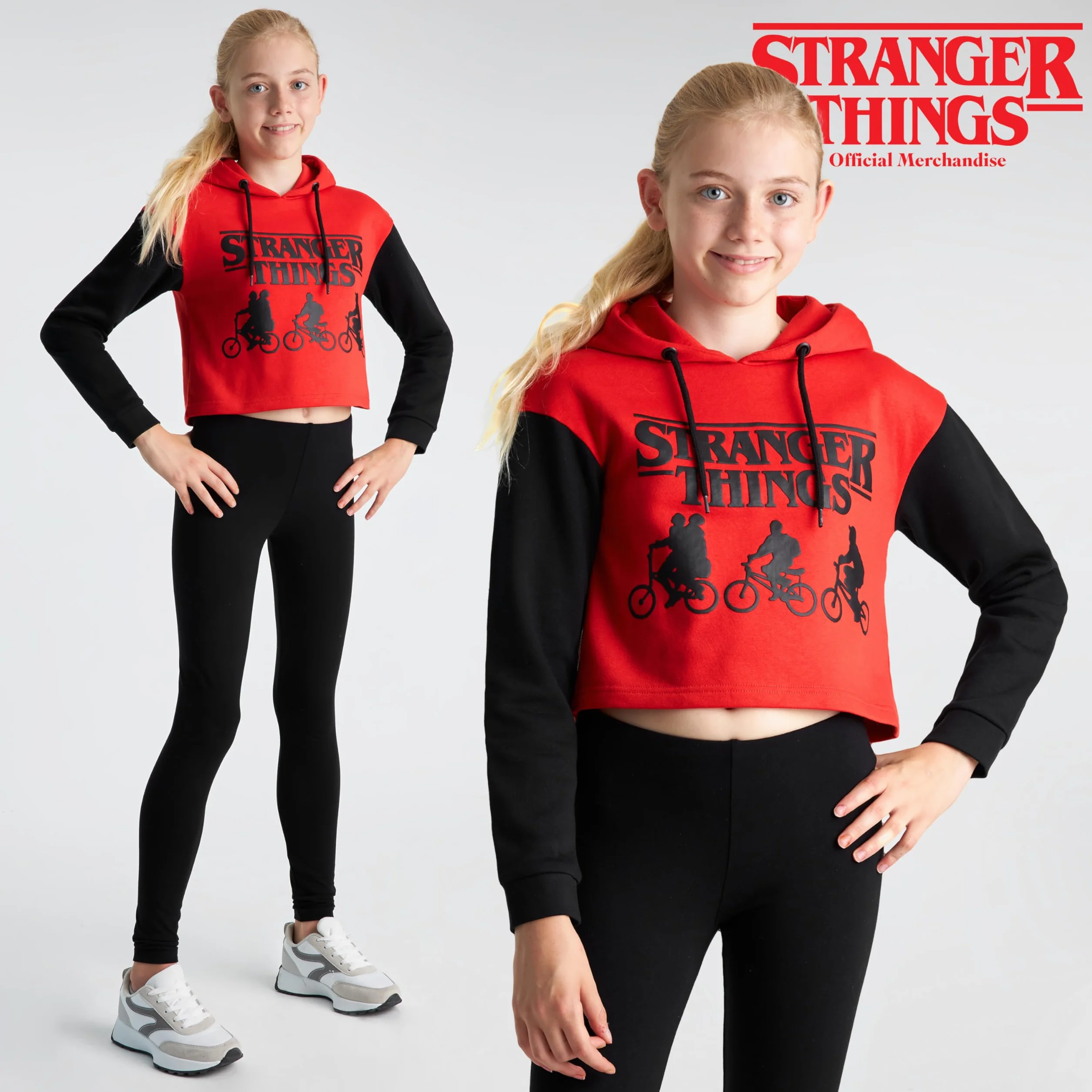 Stranger Things Sudadera Capucha Niña 11-12 Años Rojo Negro
