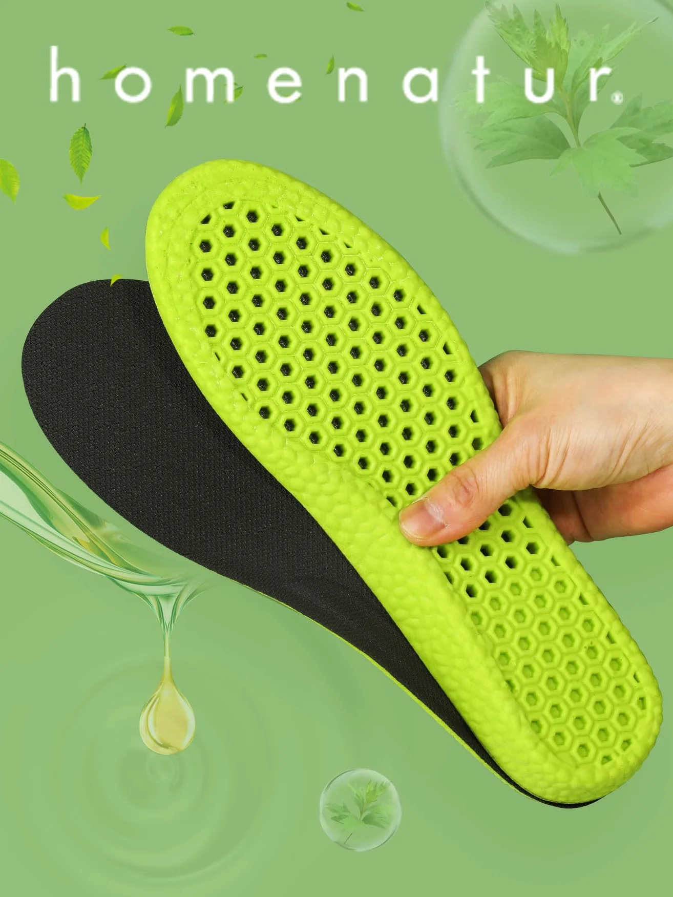 Plantillas Gel Hombre Trabajo Mujer PU Transpirable Cuidado Pies Silicona Memory Foam Taloneras (43-44)