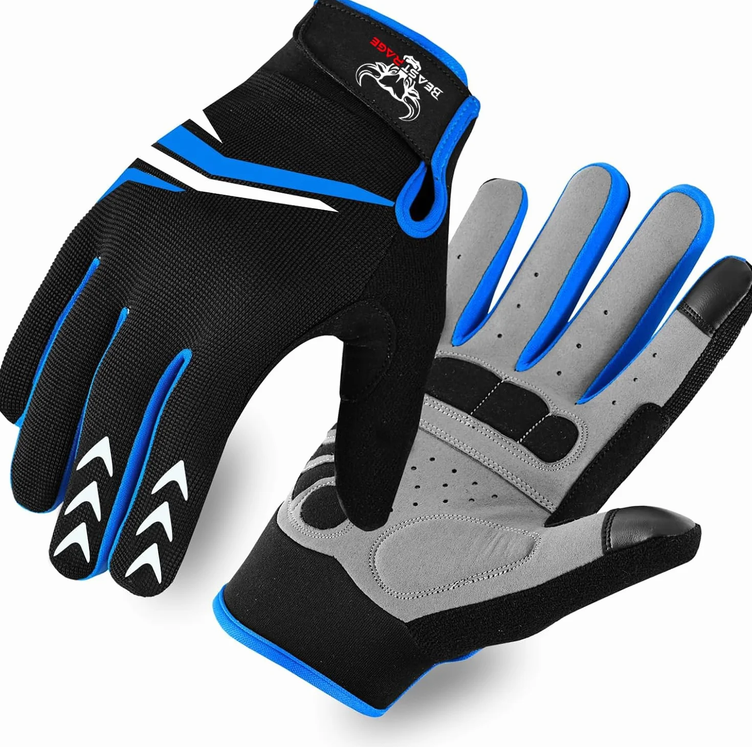 BEAST RAGE Guantes de Ciclismo Dedos Enteros Acolchado Antideslizantes Transpirables Táctiles Montaña BMX