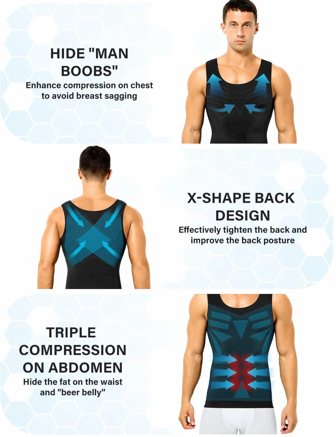 Casey Kevin Chaleco de Compresión Hombre, Camiseta de Compresión para Gym Fitness