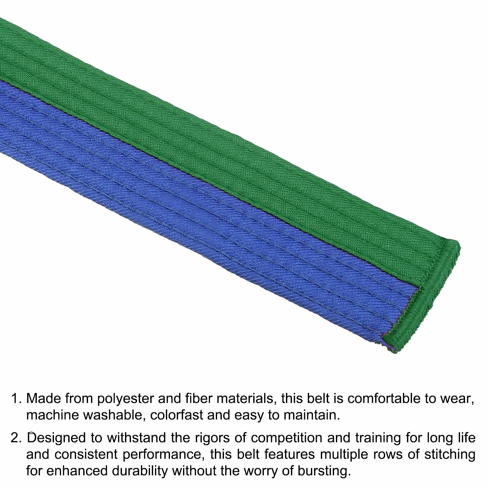 PATIKIL Cinturón de Taekwondo de Colores 1.6" x 8.5ft 2.6m Poliéster para Artes Marciales Judo Karate Verde-Azul
