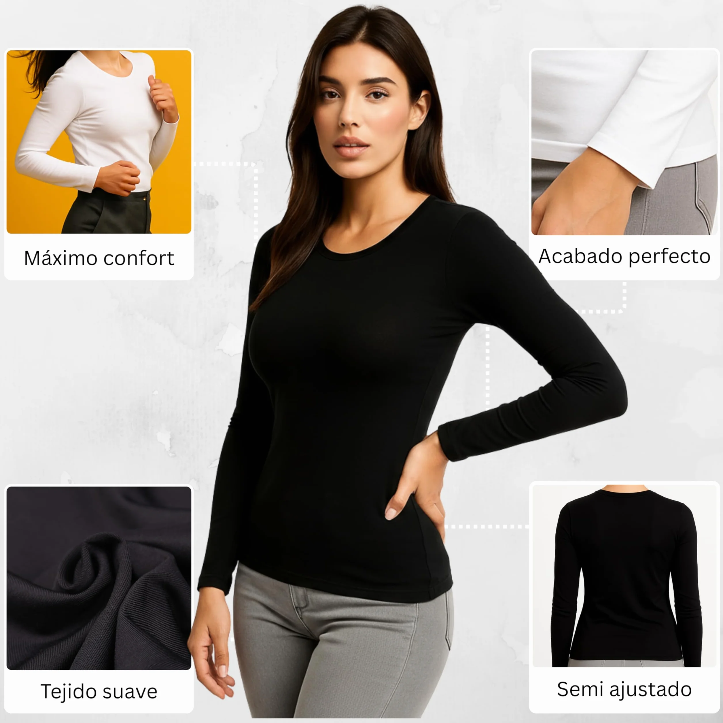 Valko Camiseta Térmica Mujer Manga Larga – Interior Suave y Elástica con Forro Afelpado