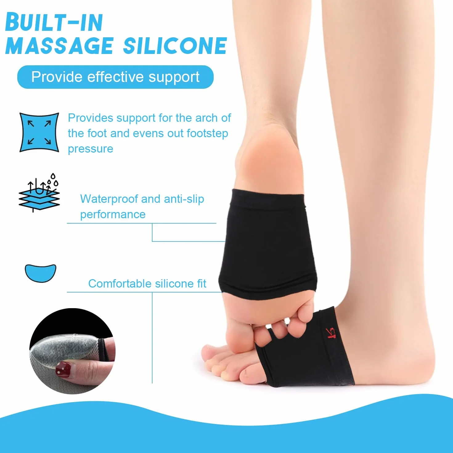 Soporte De Arco Plantillas De Zapatos Silicona Fascitis Plantar Alivio Del Pie