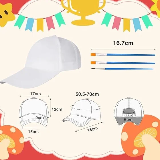Gorras de Béisbol Blancas para Manualidades - Kit de 10 para Pintar y Graffiti